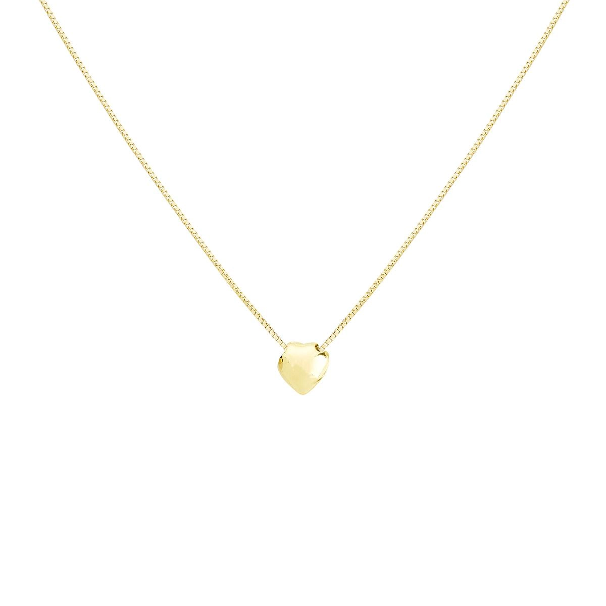 Corrente Ouro 18k Veneziana C/ Coração Liso 45cm