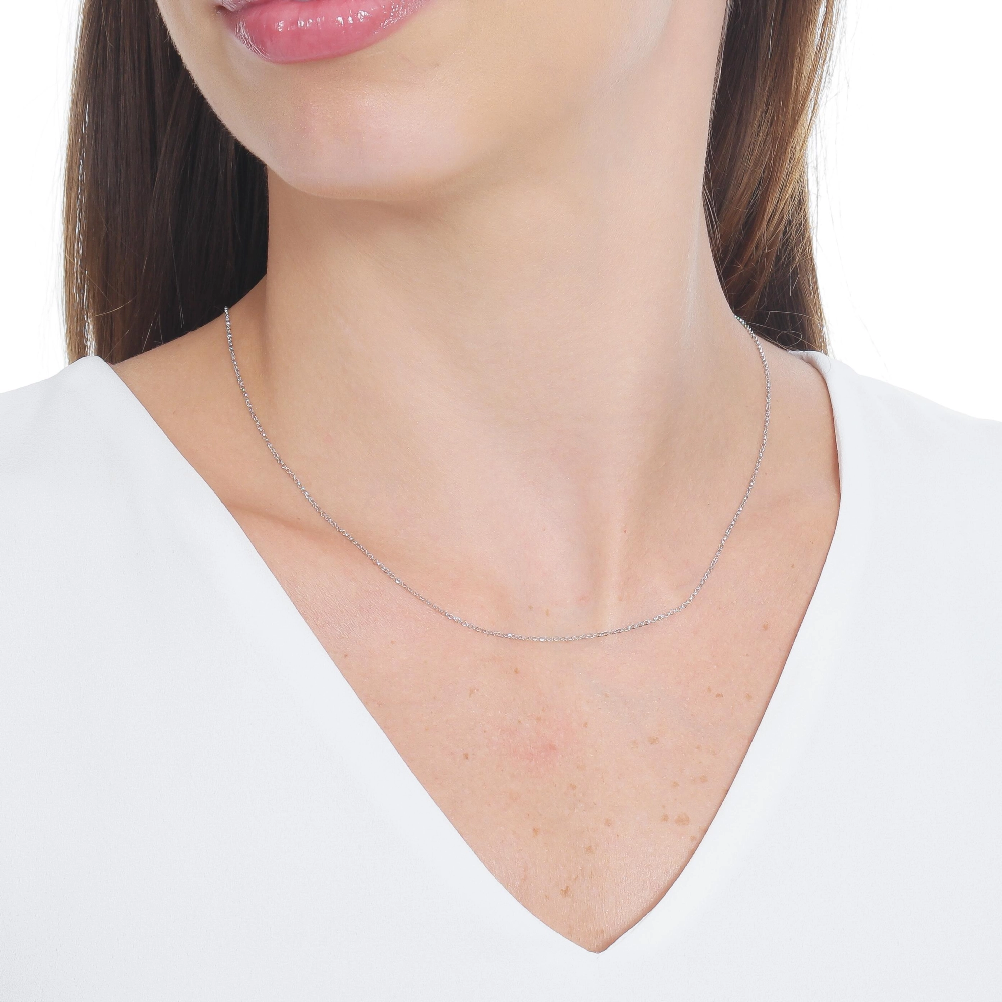 Corrente Ouro Branco 18k Elo Português 45cm 1.00mm