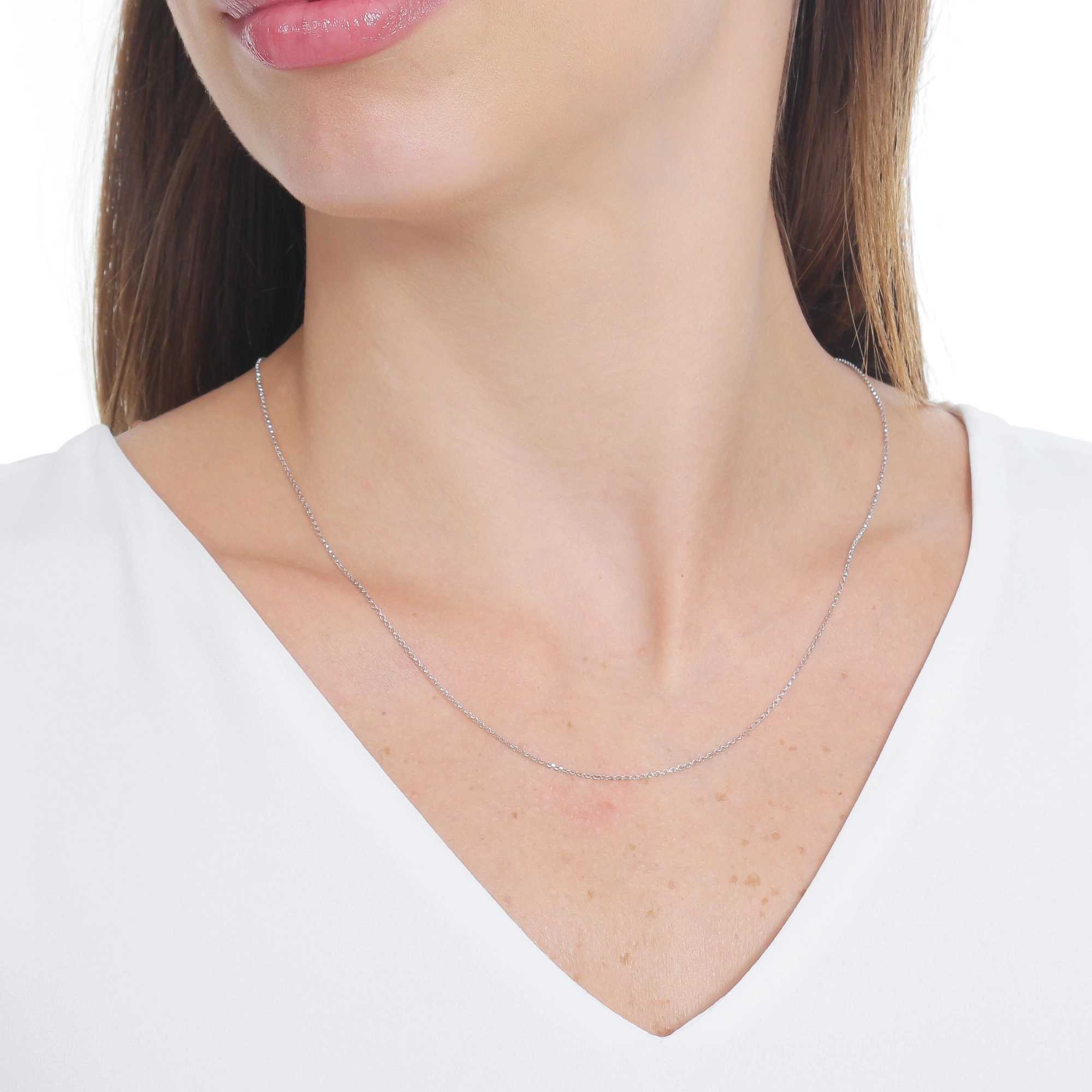 Corrente Ouro Branco 18k Elo Português 50cm 1.00mm