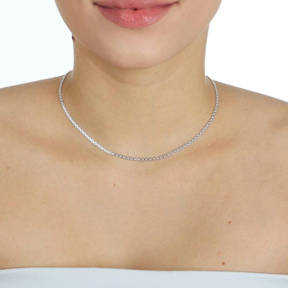 Corrente Prata Esteira Bismark 40cm Prata 925