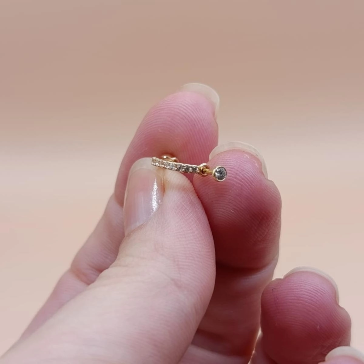 Piercing Orelha Ouro 18k Cartilagem C/ Pedras 7.20mm