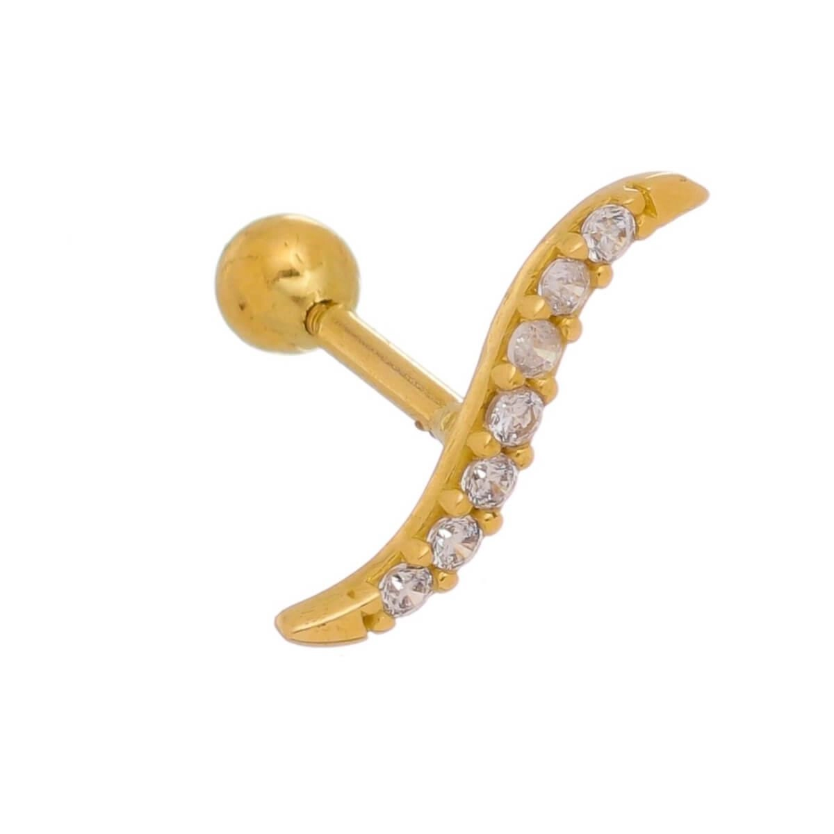 Piercing Orelha Ouro 18k Cluster Curvado 13mm