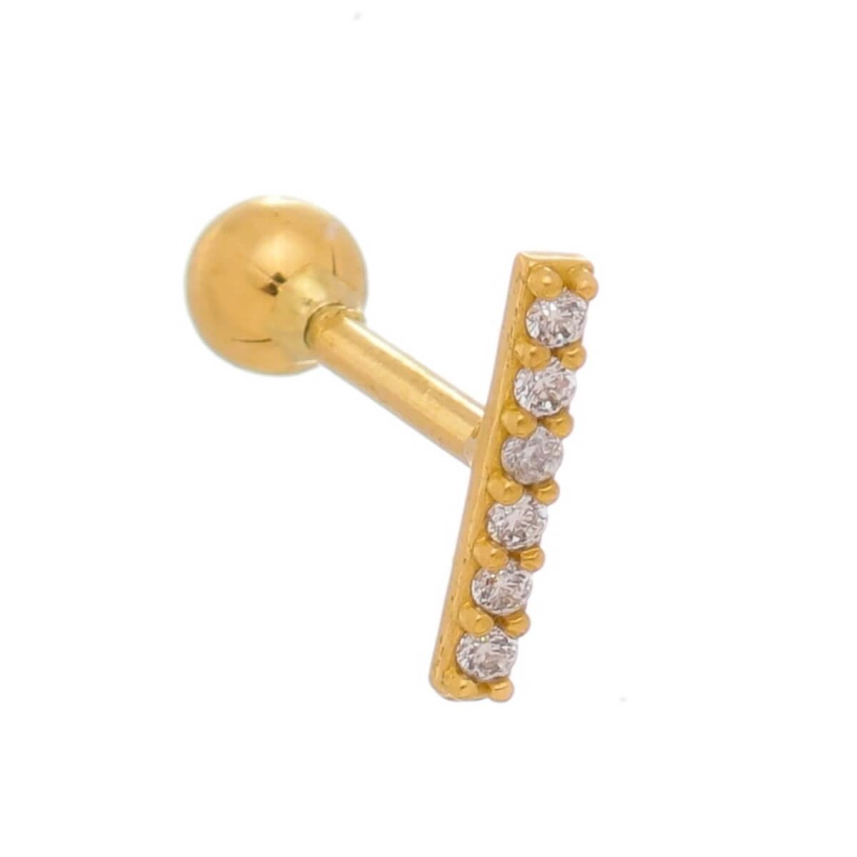 Piercing Orelha Ouro 18k Tragus 6 Pedras 7.70mm