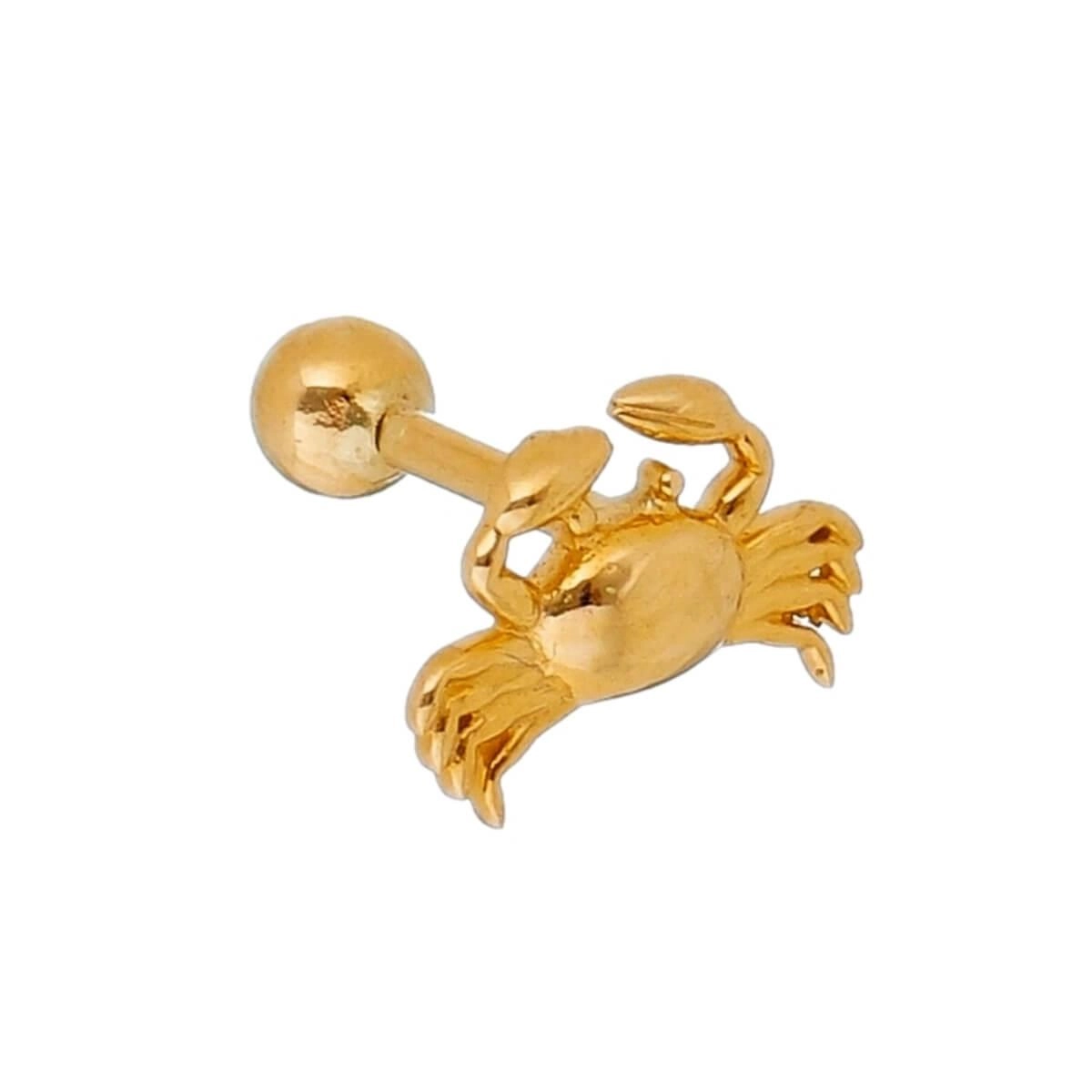 Piercing Orelha Ouro 18k Tragus Caranguejo 6.20mm