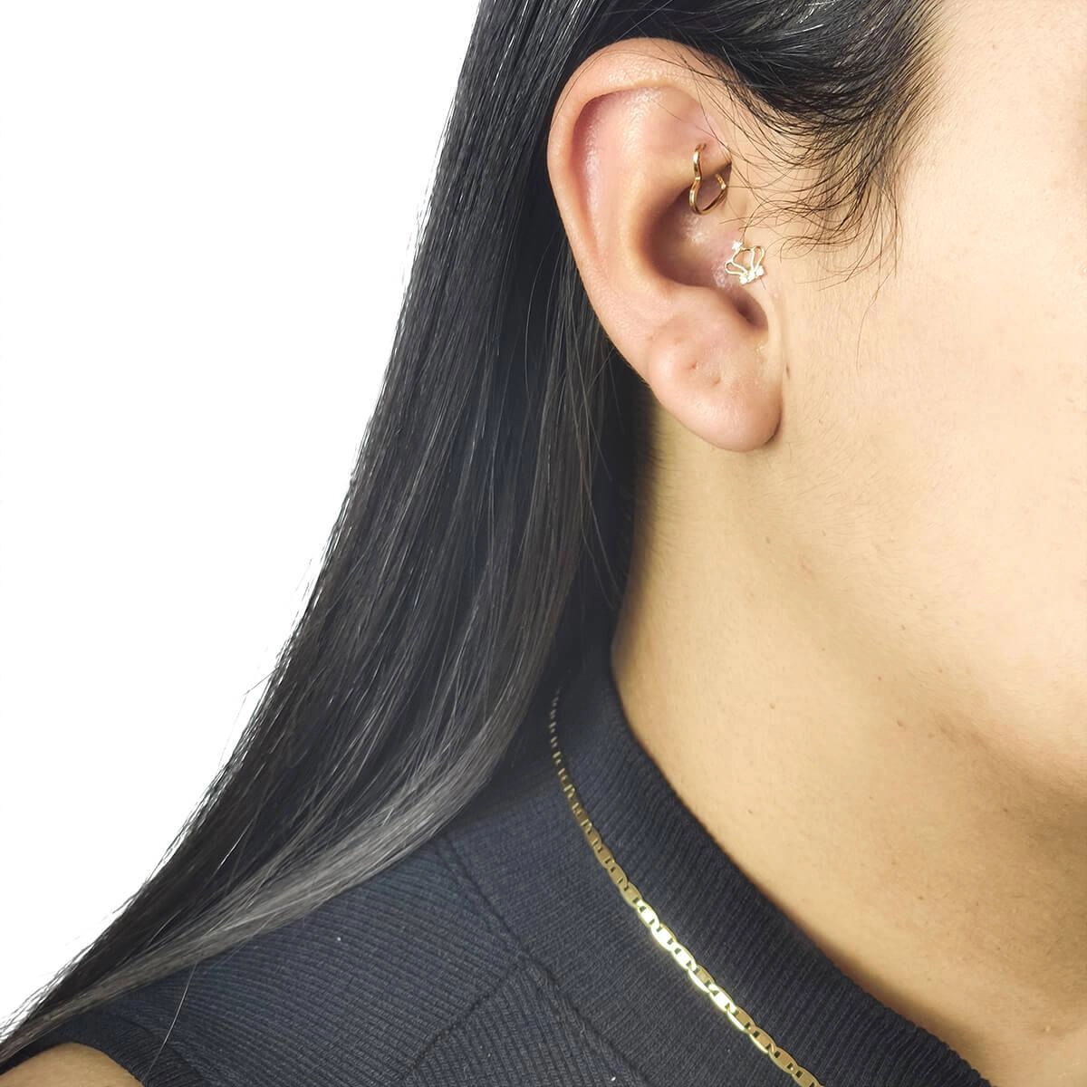 Piercing Orelha Ouro 18k Tragus Coroa 6.50mm
