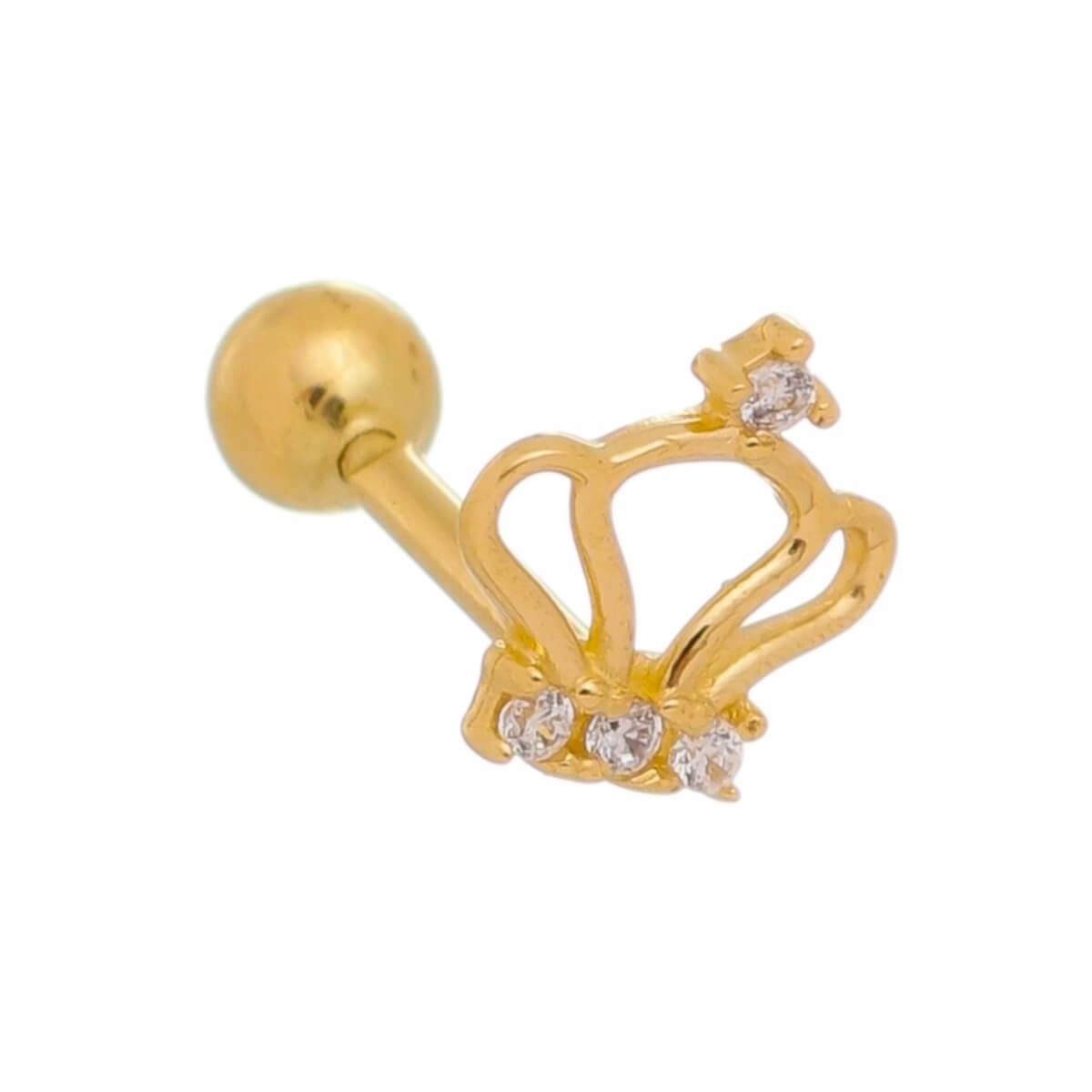 Piercing Orelha Ouro 18k Tragus Coroa 6.50mm