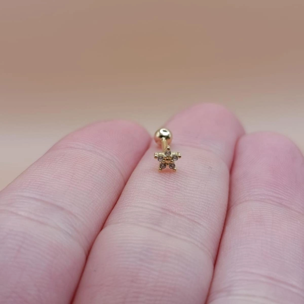 Piercing Orelha Ouro 18k Tragus Flor 3.50mm