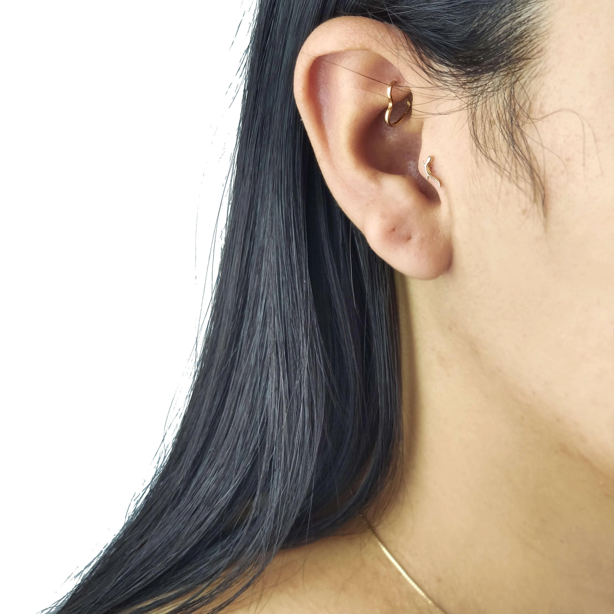 Piercing Orelha Ouro 18k Tragus Lagartixa 7.50mm
