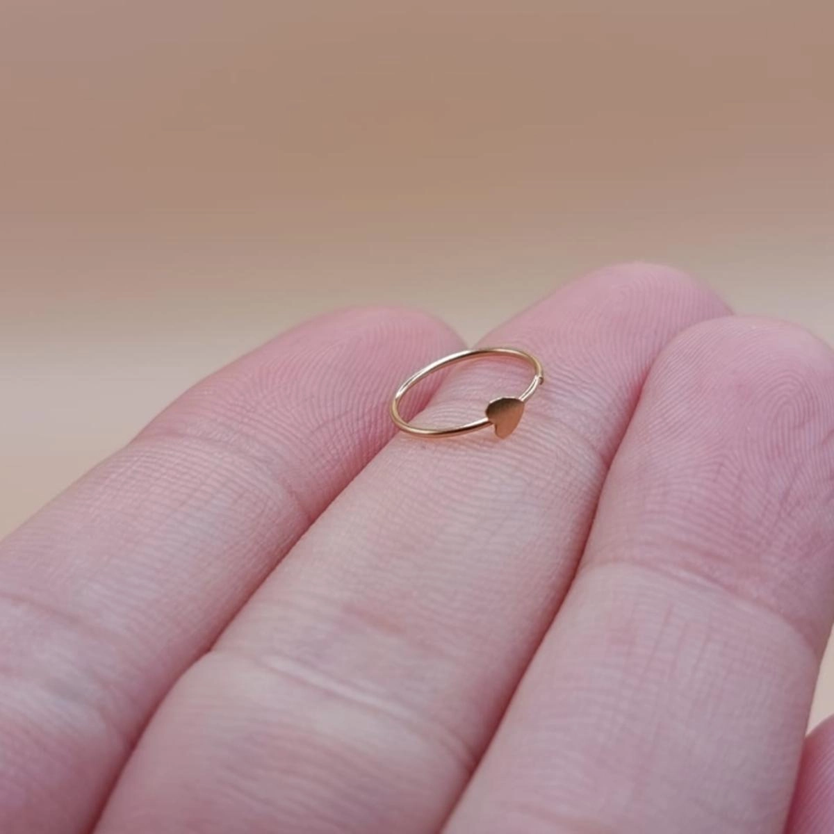 Piercing Ouro 18k Argolinha C/Coração 10mm