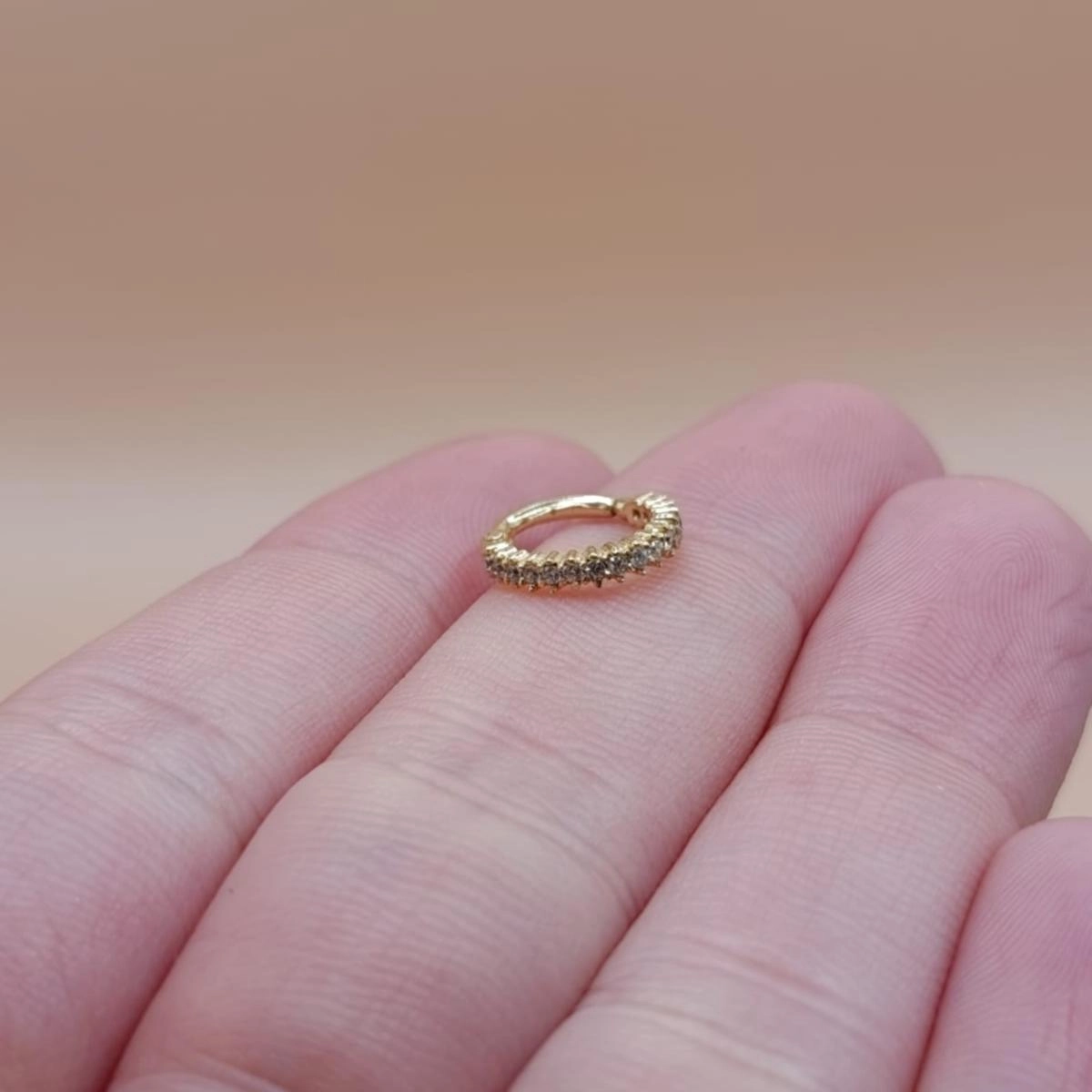 Piercing Ouro 18k Cartilagem 10mm C/Zircônias