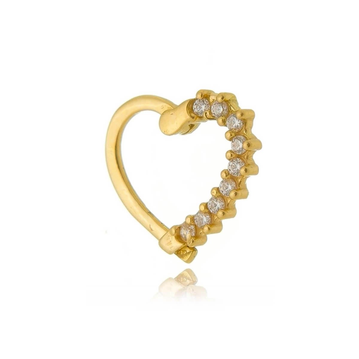 Piercing Ouro 18k Coração Cartilagem Esquerda 9.50mm
