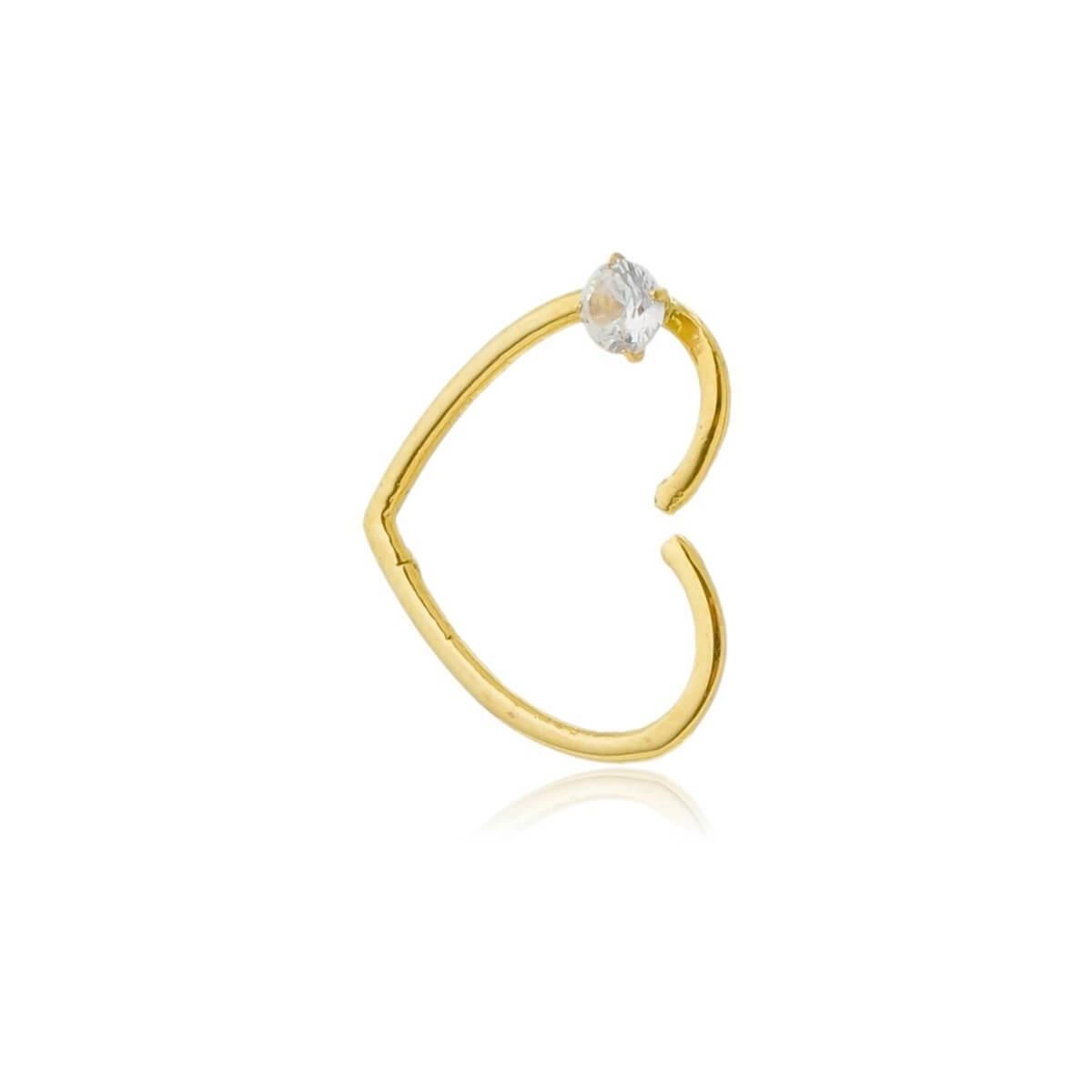 Piercing Ouro 18k Daith Coração C/Zircônia Lado Esquerdo 13.50mm