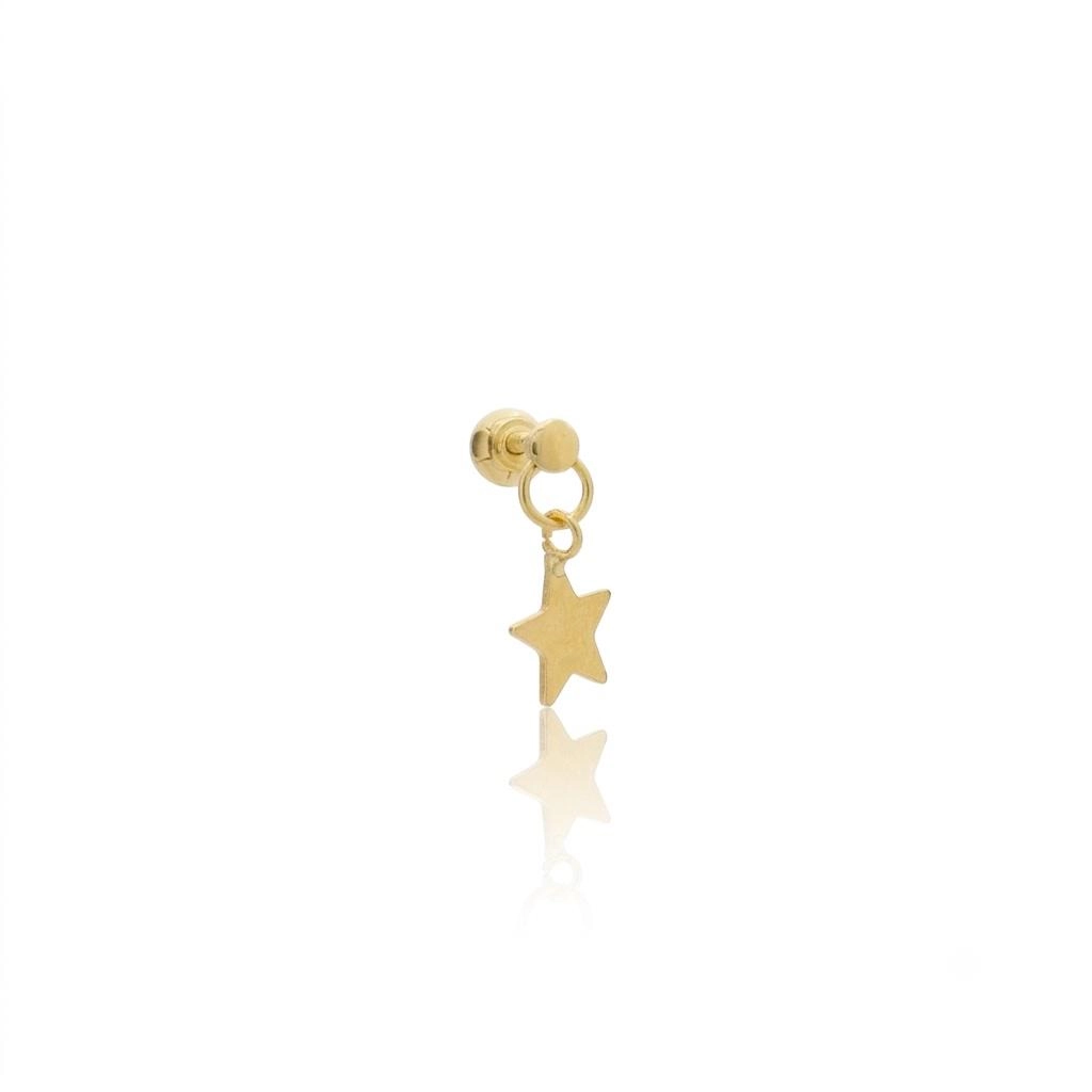 Piercing Ouro 18k Estrela Pendurada Tragus Rosca