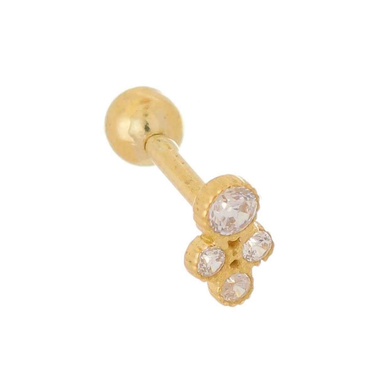 Piercing Ouro 18k Tragus 4 Pedras 5.60mm