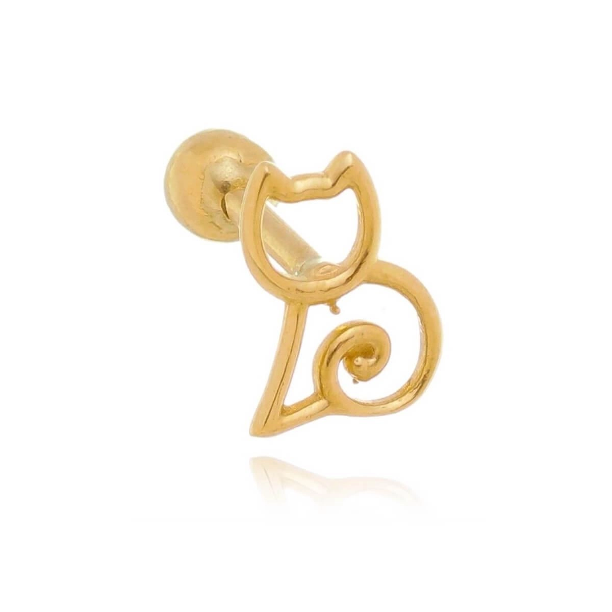 Piercing Ouro 18k Tragus Gato 7.30mm