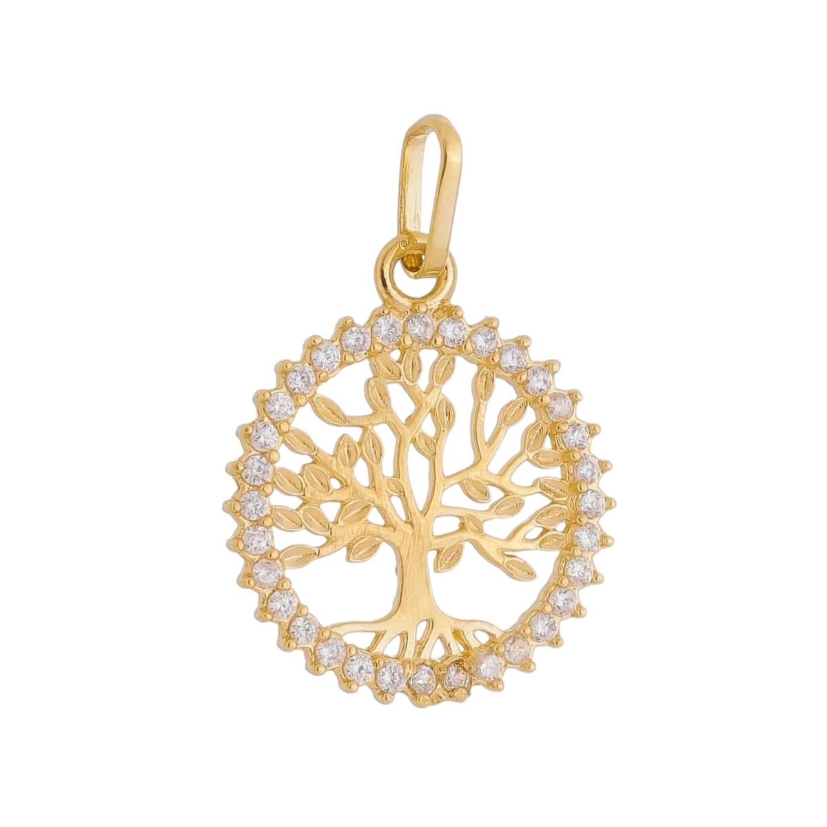 Pingente Ouro 18k Arvore da Vida C/Zircônia