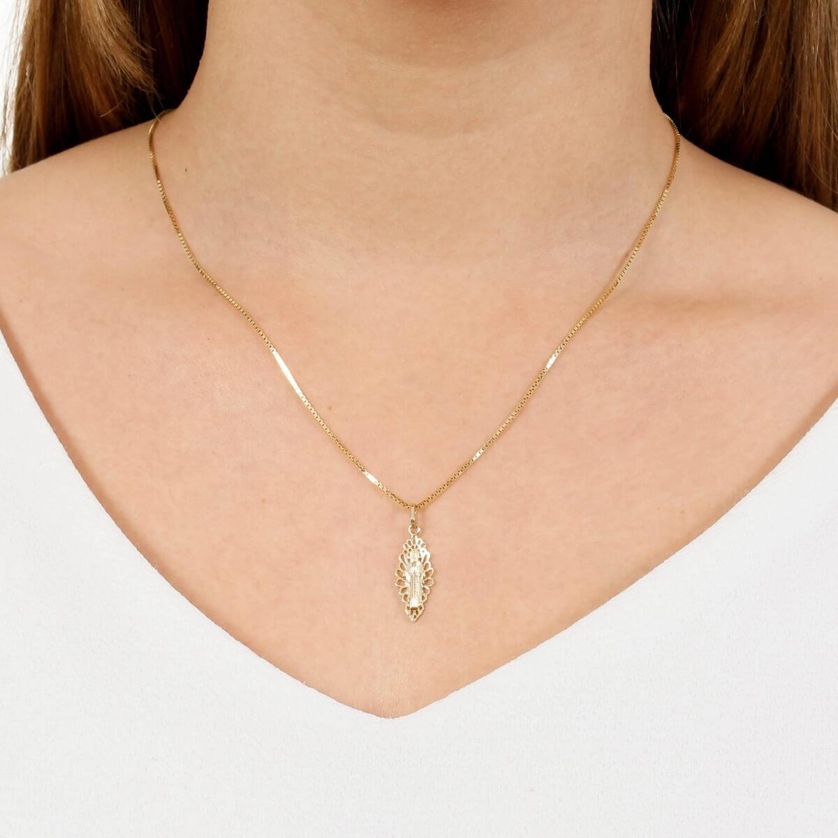 Pingente Ouro 18k Ave Maria 21mm