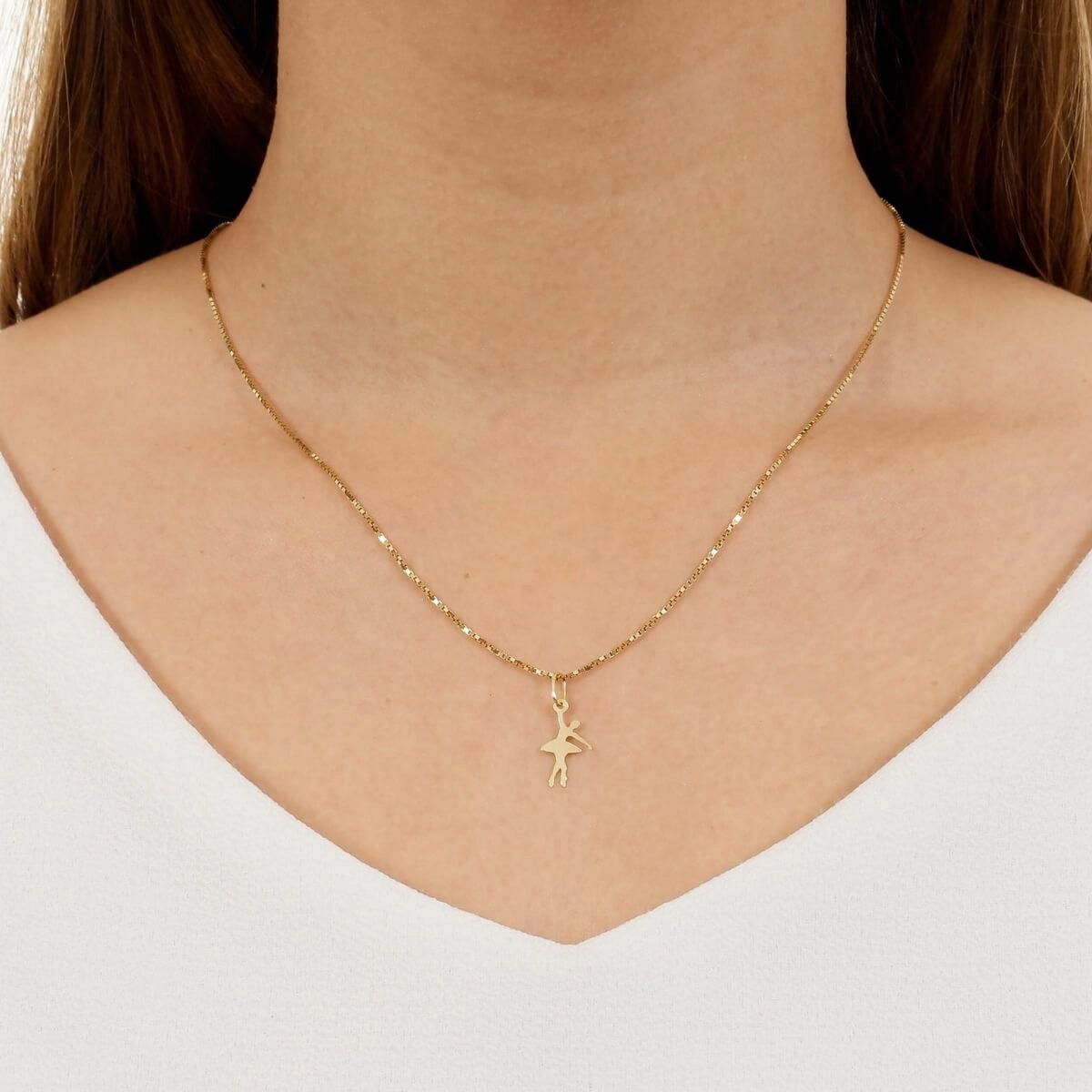 Pingente Ouro 18k Bailarina Mini 15mm 