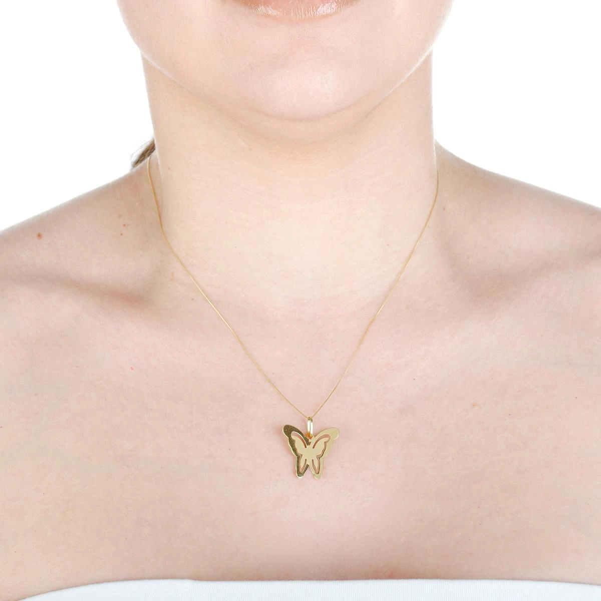 Pingente Ouro 18k Borboleta Curvada 1.90cm