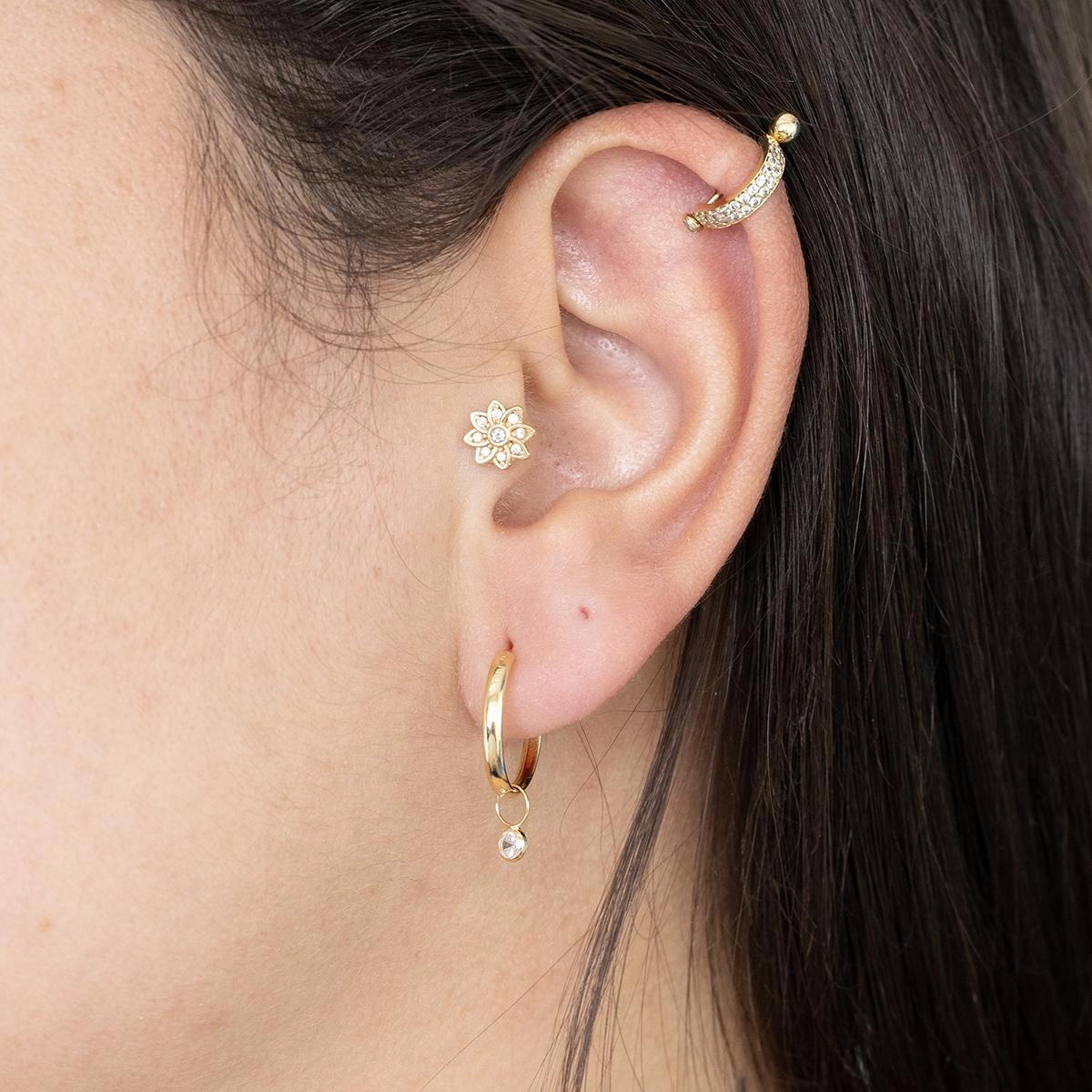 Pingente Ouro 18k Brinco Par Redondo 3mm