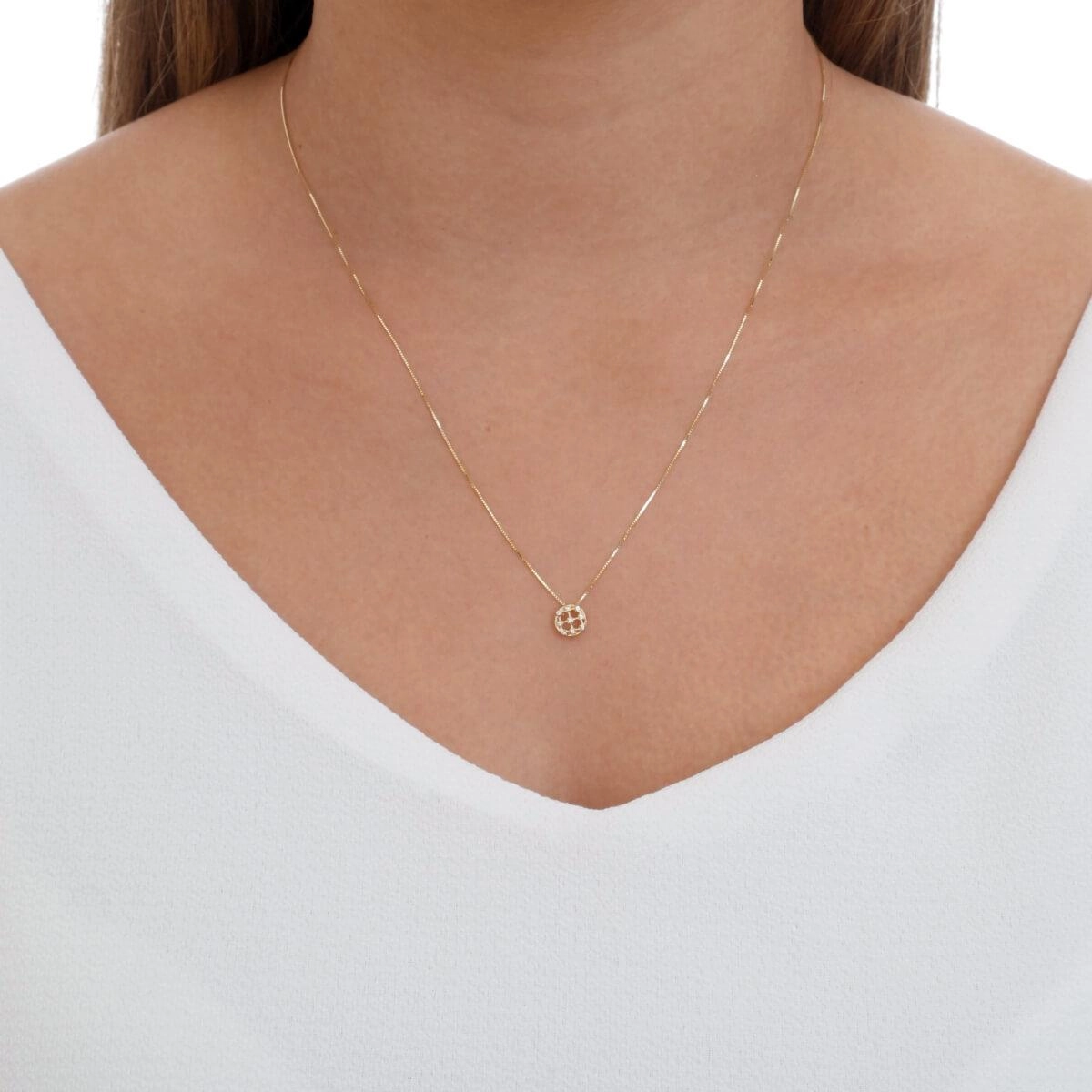 Pingente Ouro 18k Círculo Vazado C/ Pedras 6.50mm
