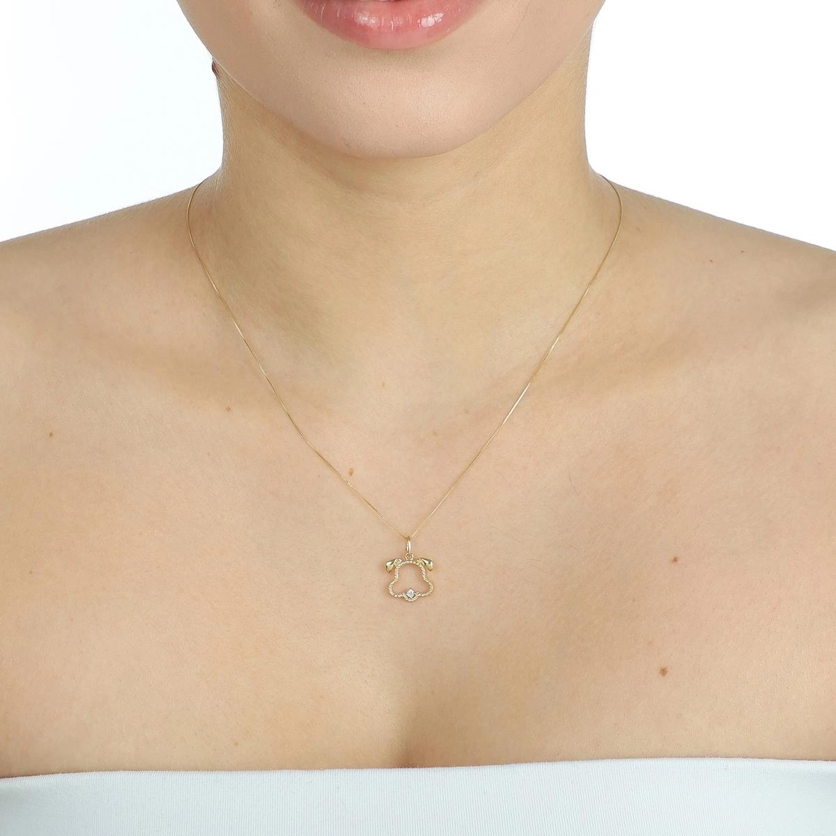 Pingente Ouro 18k Cachorro 1.40cm C/Zircônia