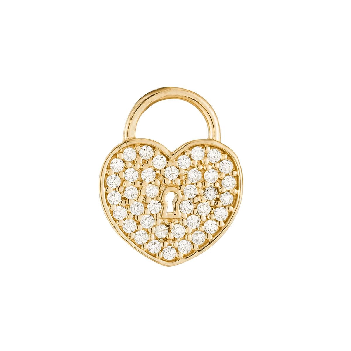 Pingente Ouro 18k Cadeado Coração 9mm 