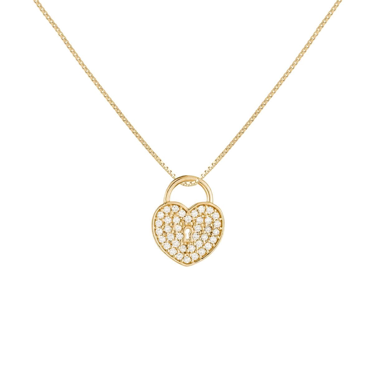 Pingente Ouro 18k Cadeado Coração 9mm 