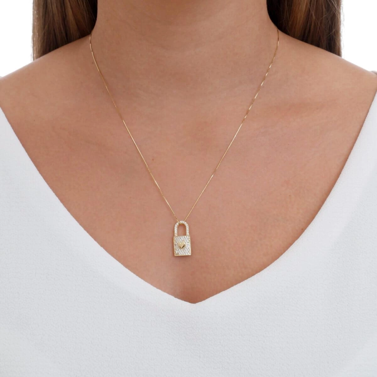 Pingente Ouro 18k Cadeado Dupla Face 19.50mm
