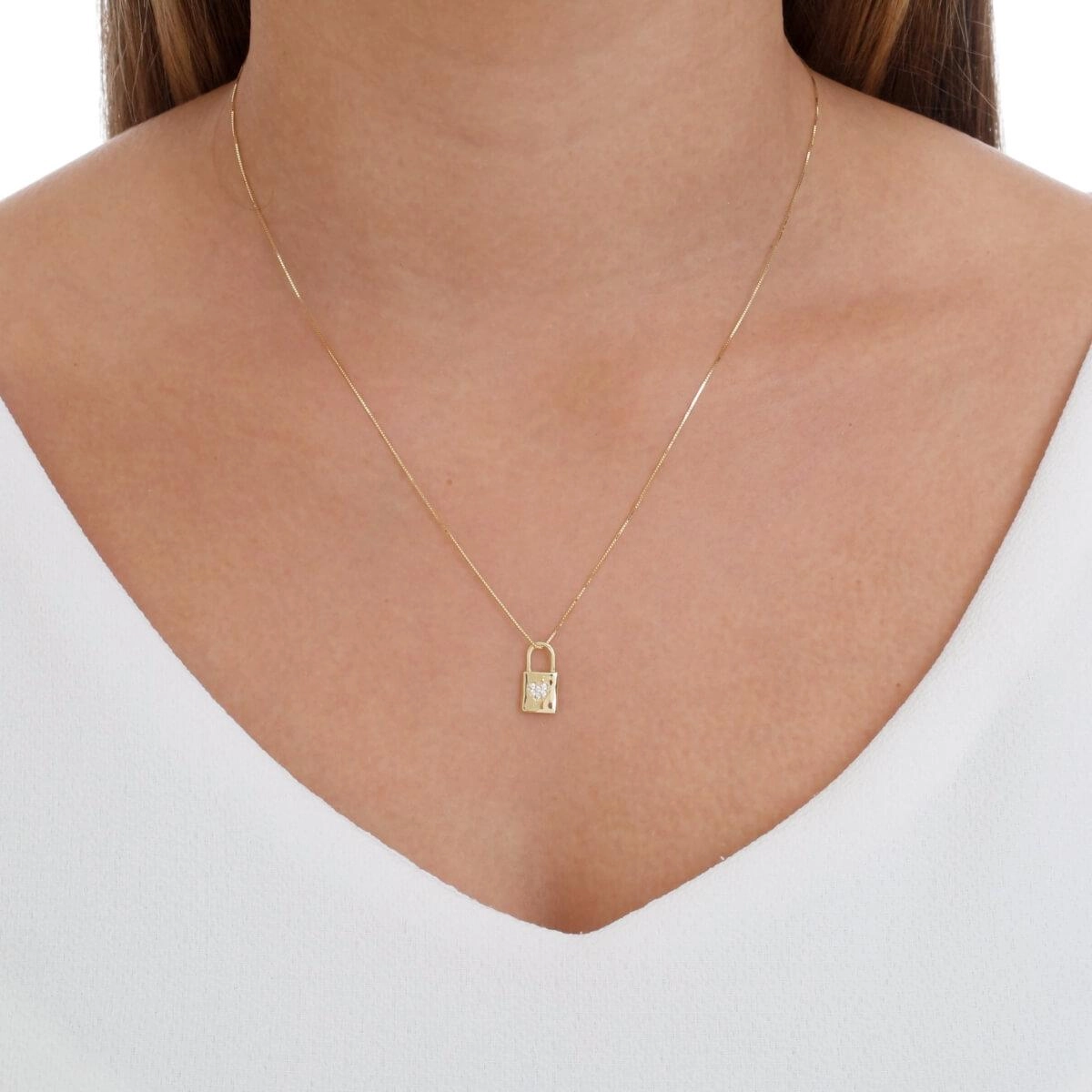 Pingente Ouro 18k Cadeado Dupla Face 19mm