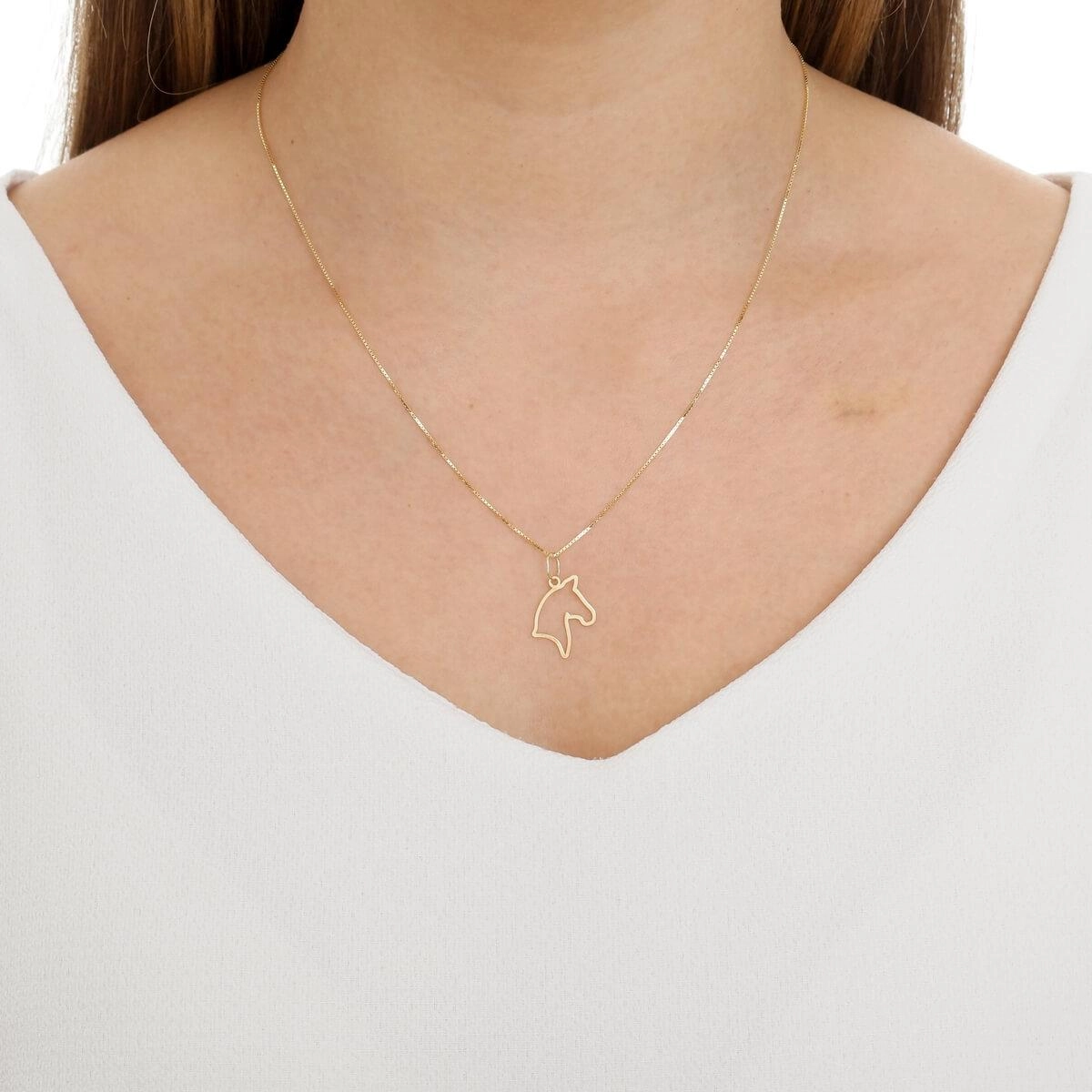 Pingente Ouro 18k Cavalo Vazado 17.30mm