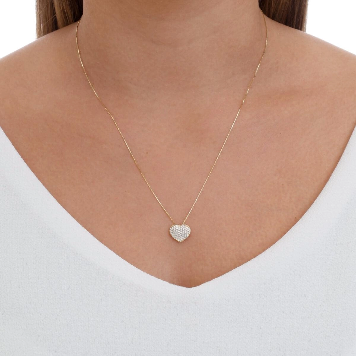 Pingente Ouro 18k Chuveiro Coração 10mm