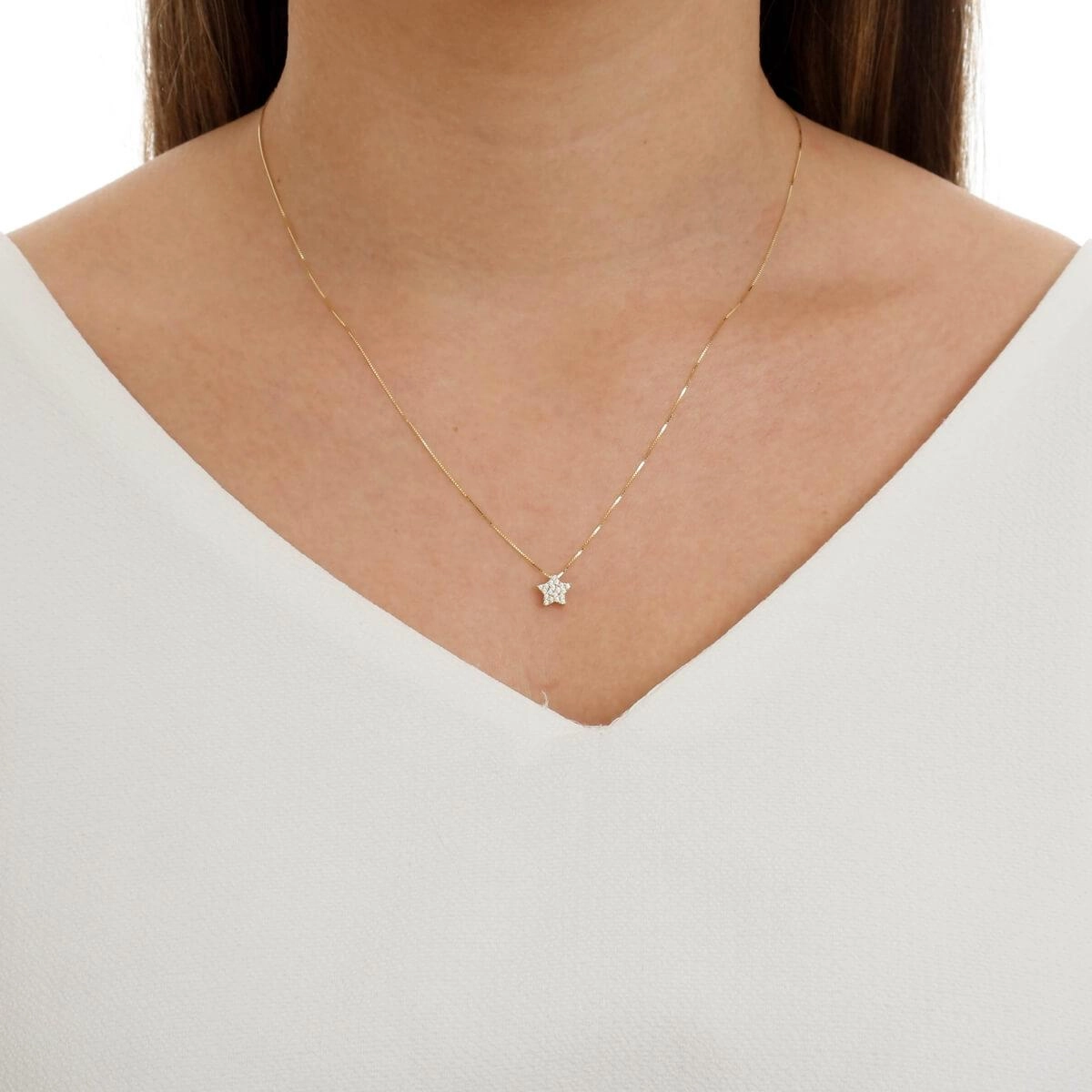 Pingente Ouro 18k Chuveiro Estrela 7mm