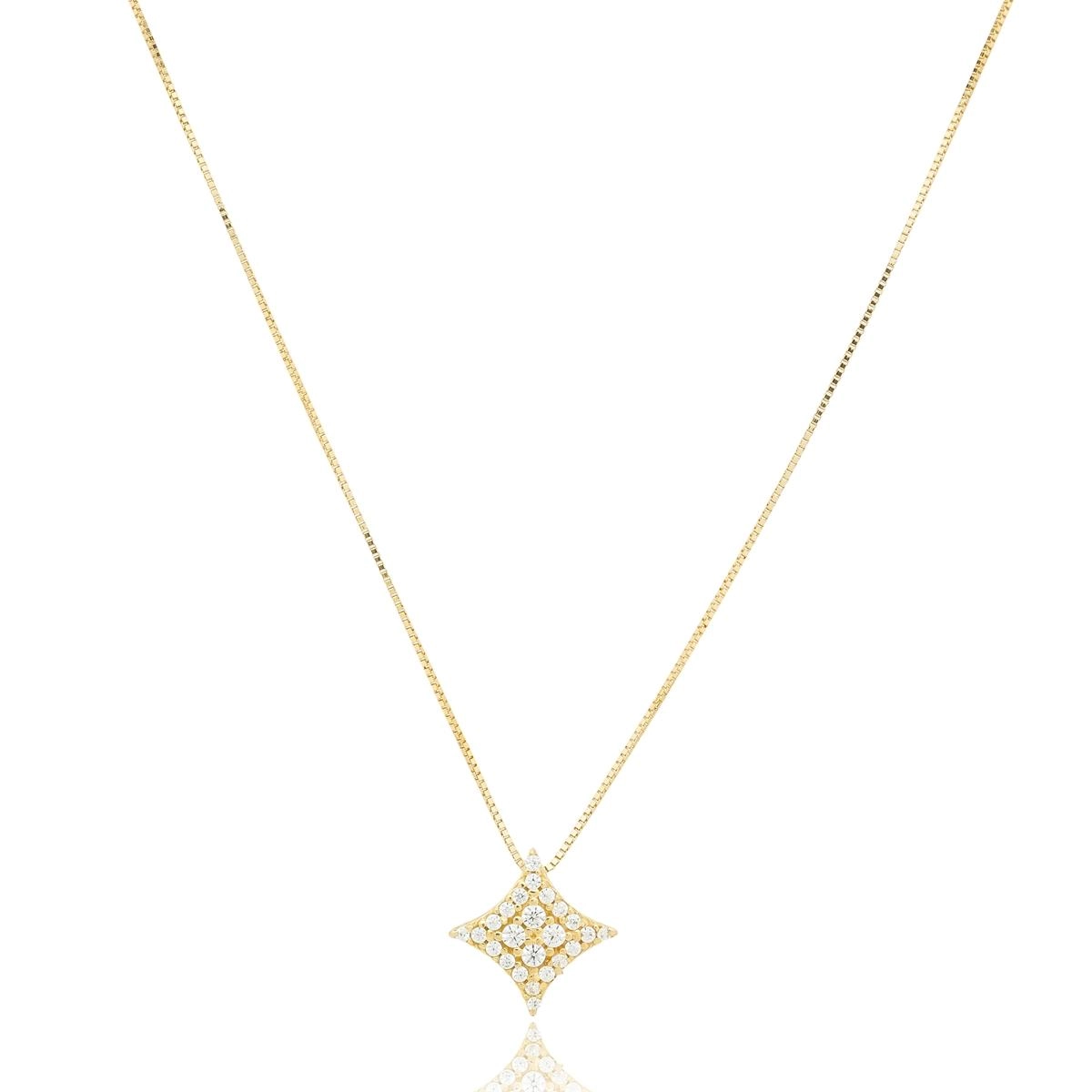 Pingente Ouro 18k Chuveiro Quadrado Estrelado