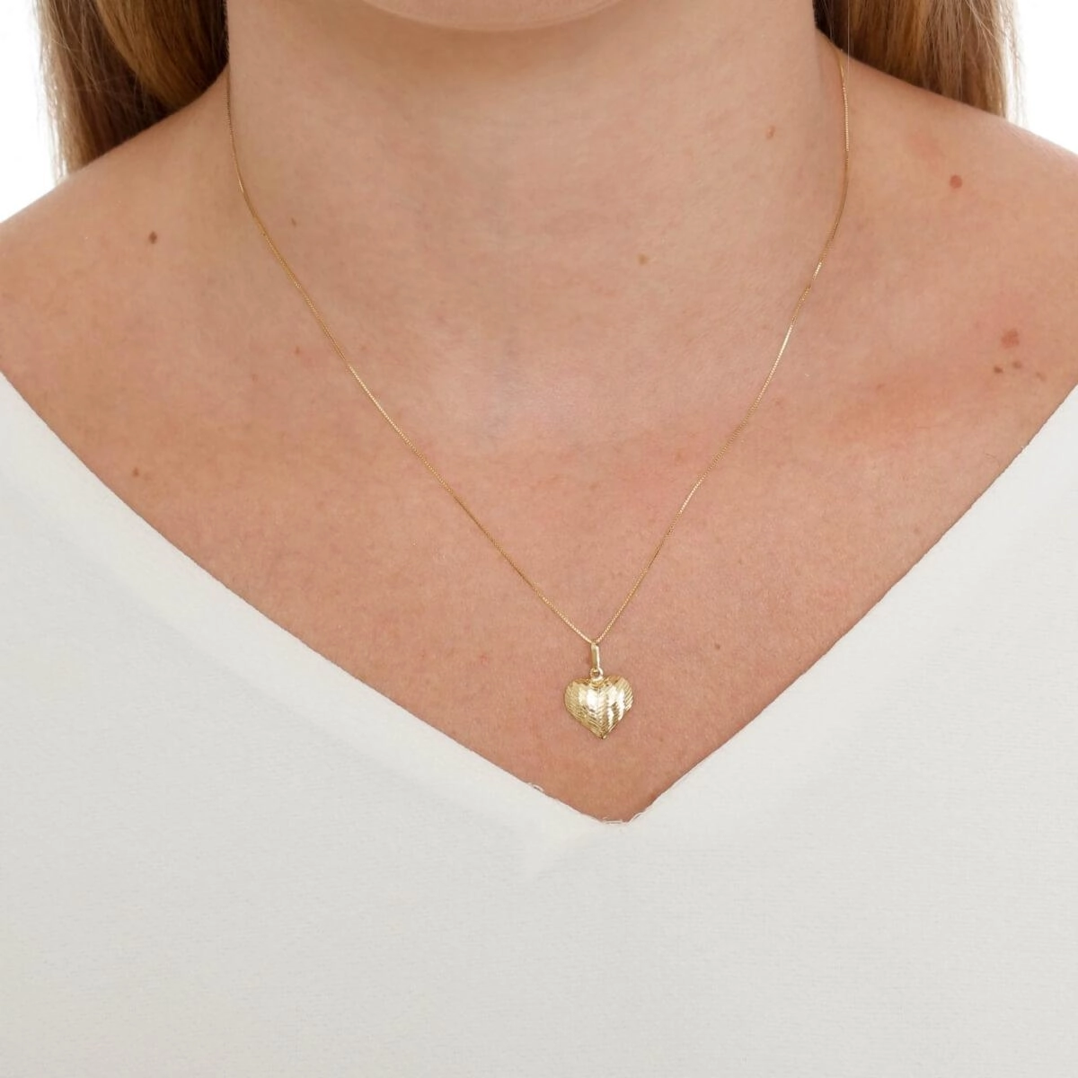 Pingente Ouro 18k Coração 1 Face Trabalhado 13mm