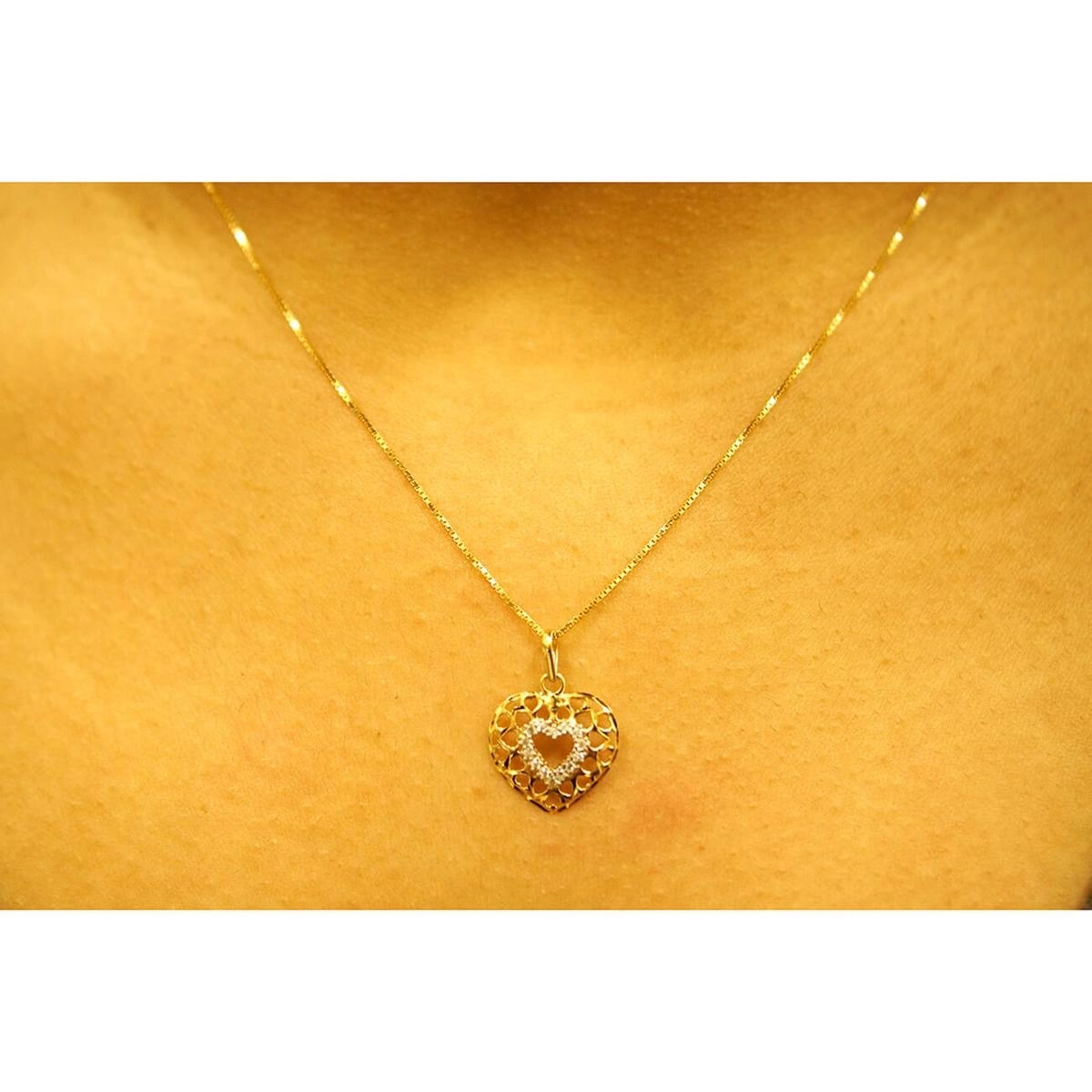 Pingente Ouro 18k Coração C/Zircônia 0.70 gramas