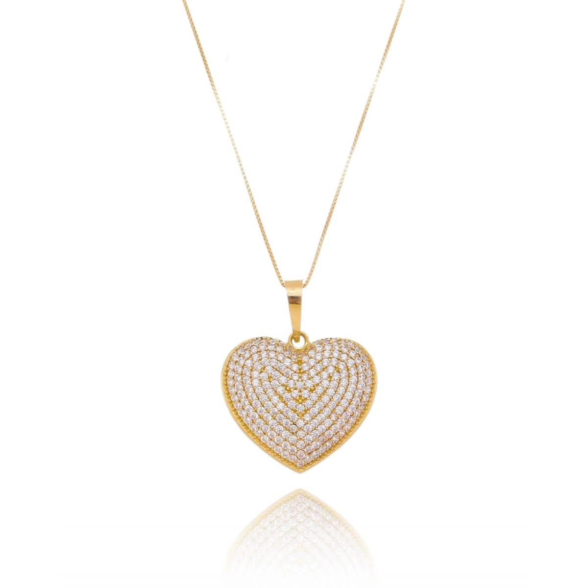 Pingente Ouro 18k Coração C/ Zircônia 17.50mm