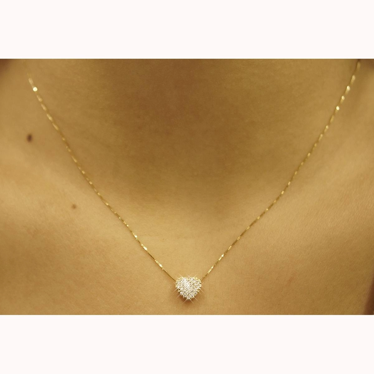 Pingente Ouro 18k Coração Com Zirconia 0.50 gramas