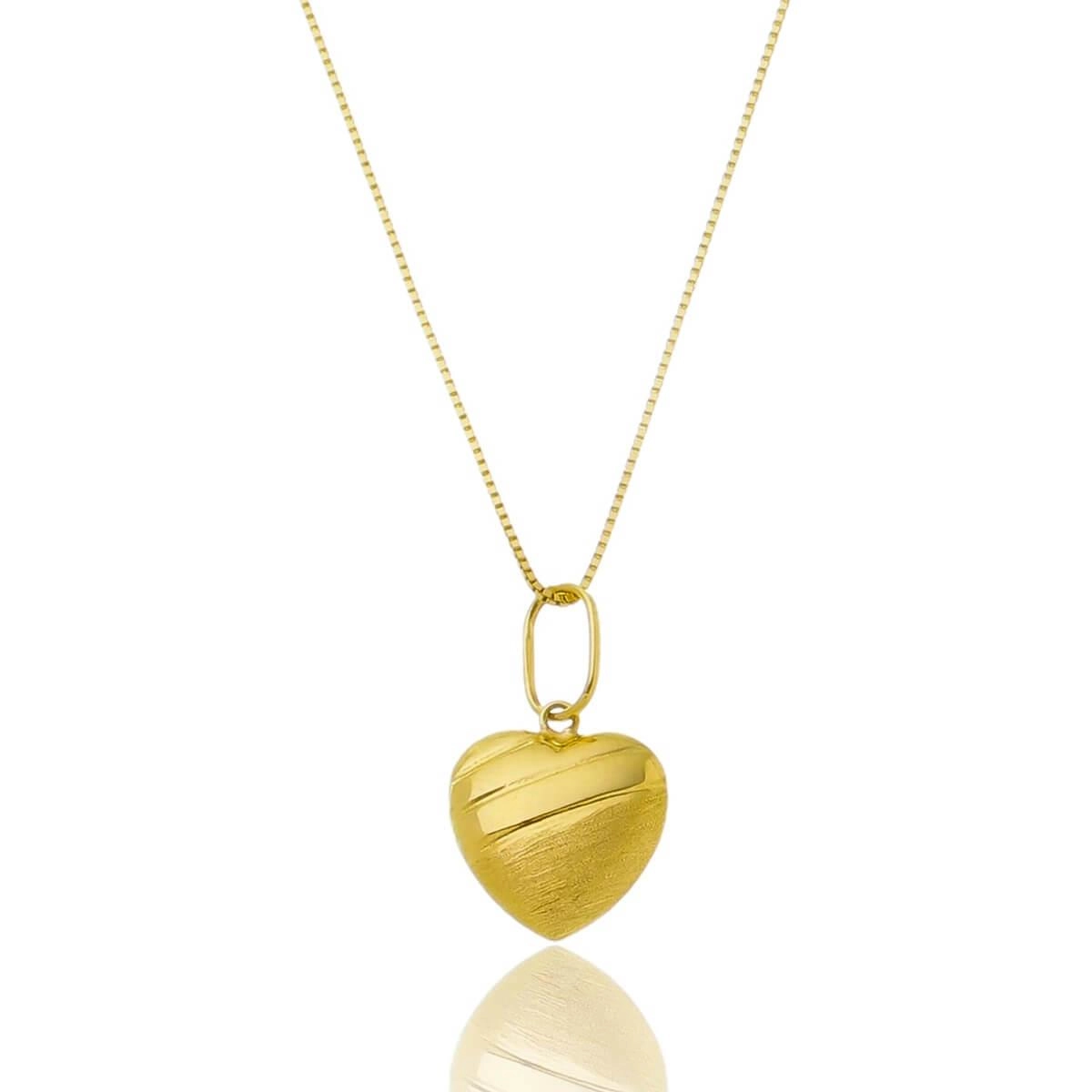 Pingente Ouro 18k Coração Listrado 1.00cm
