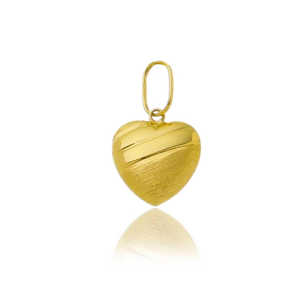 Pingente Ouro 18k Coração Listrado 1.00cm