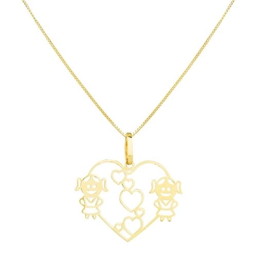 Pingente Ouro 18k Coração Meninas 0.40 gramas
