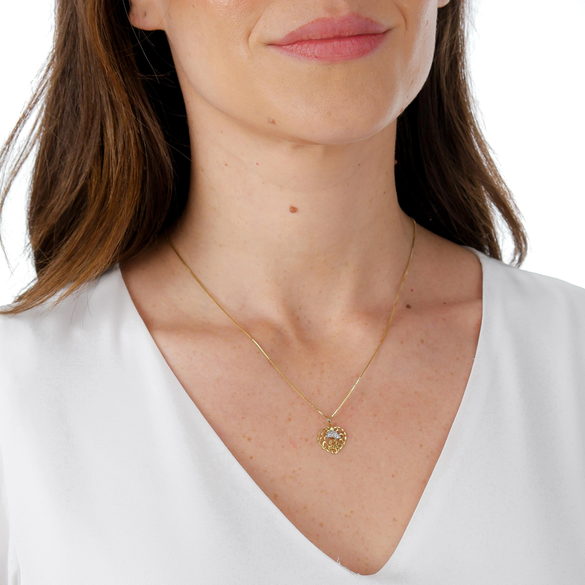 Pingente Ouro 18k Coração Menino Boné C/Zircônia