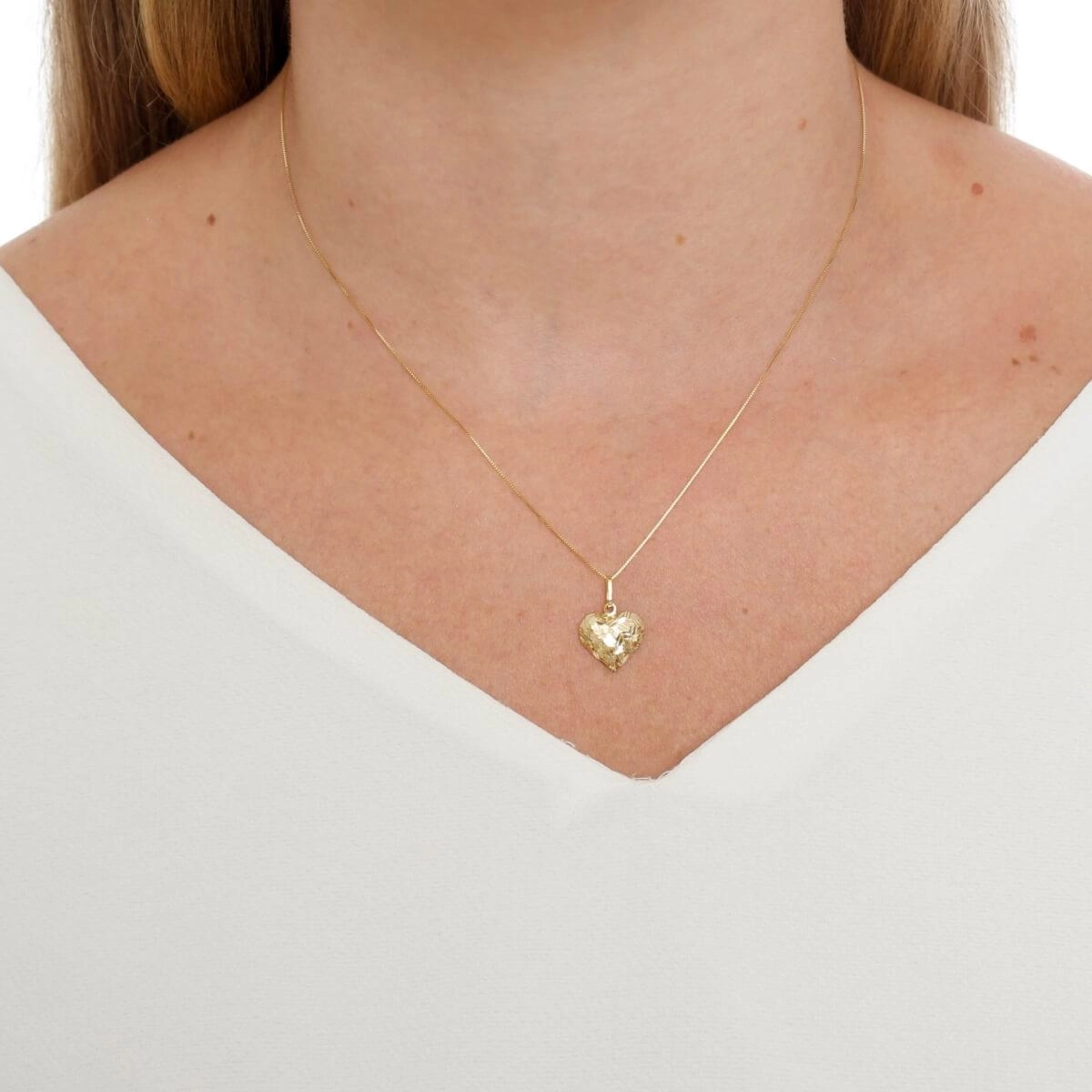 Pingente Ouro 18k Coração Trabalhado 1 Face 12mm