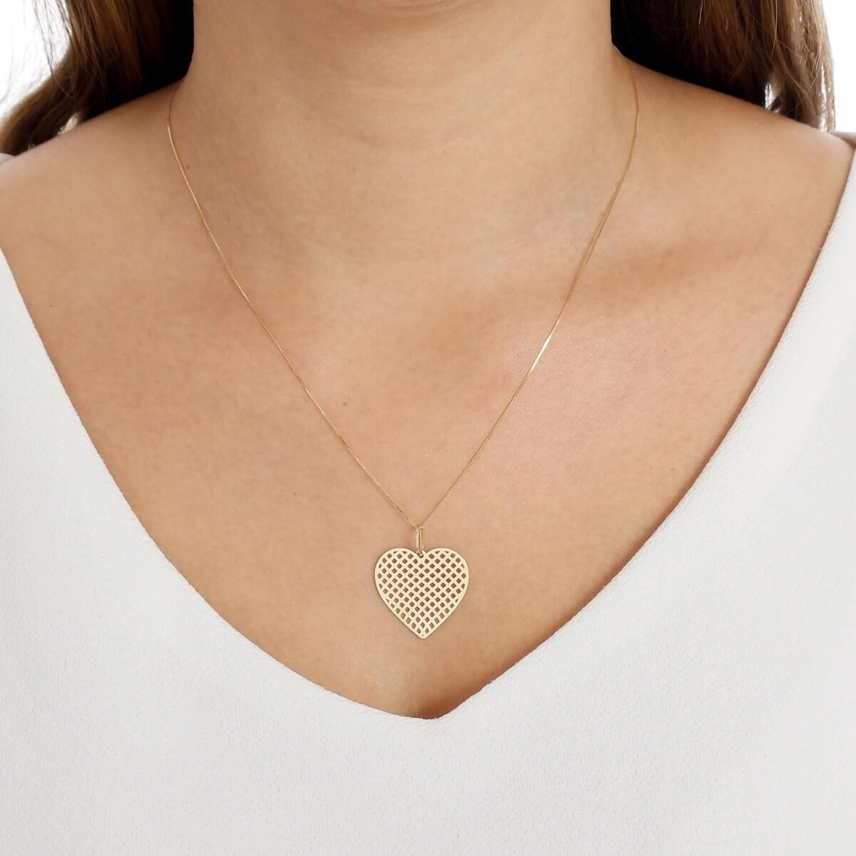 Pingente Ouro 18k Coração Trabalhado 22mm 
