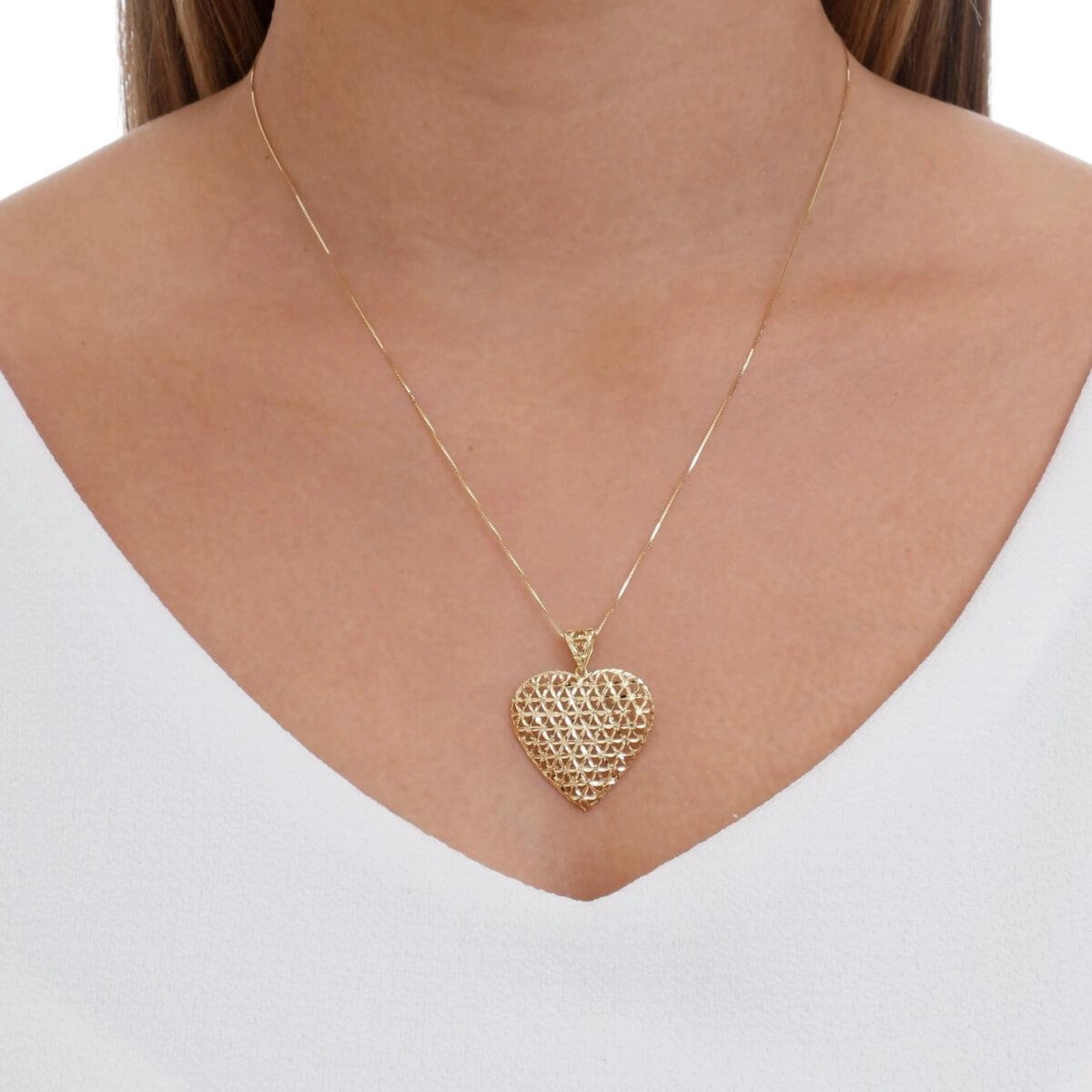 Pingente Ouro 18k Coração Trabalhado 25.50mm