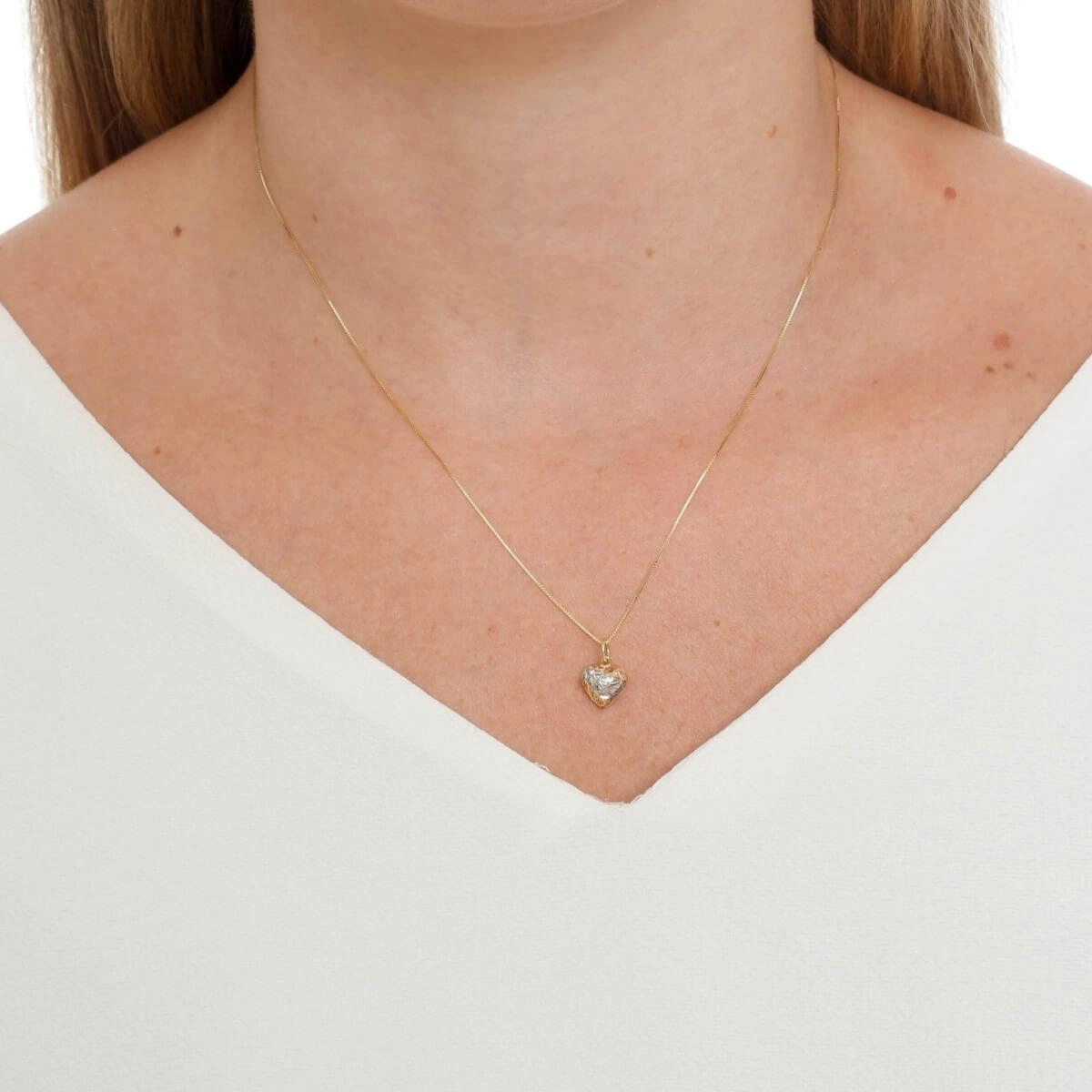 Pingente Ouro 18k Coração Tricolor 10mm
