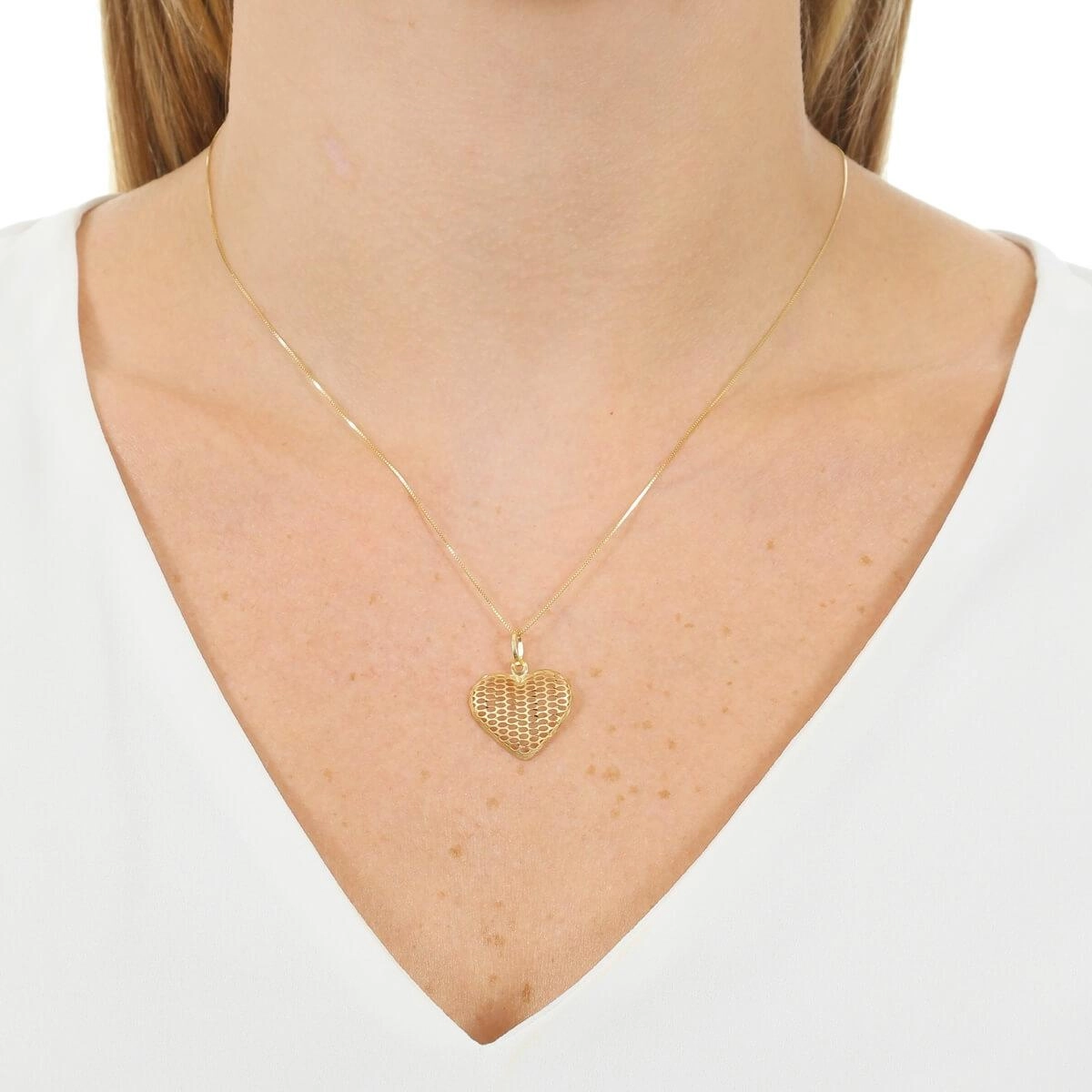 Pingente Ouro 18k Coração Vazado 1.90cm