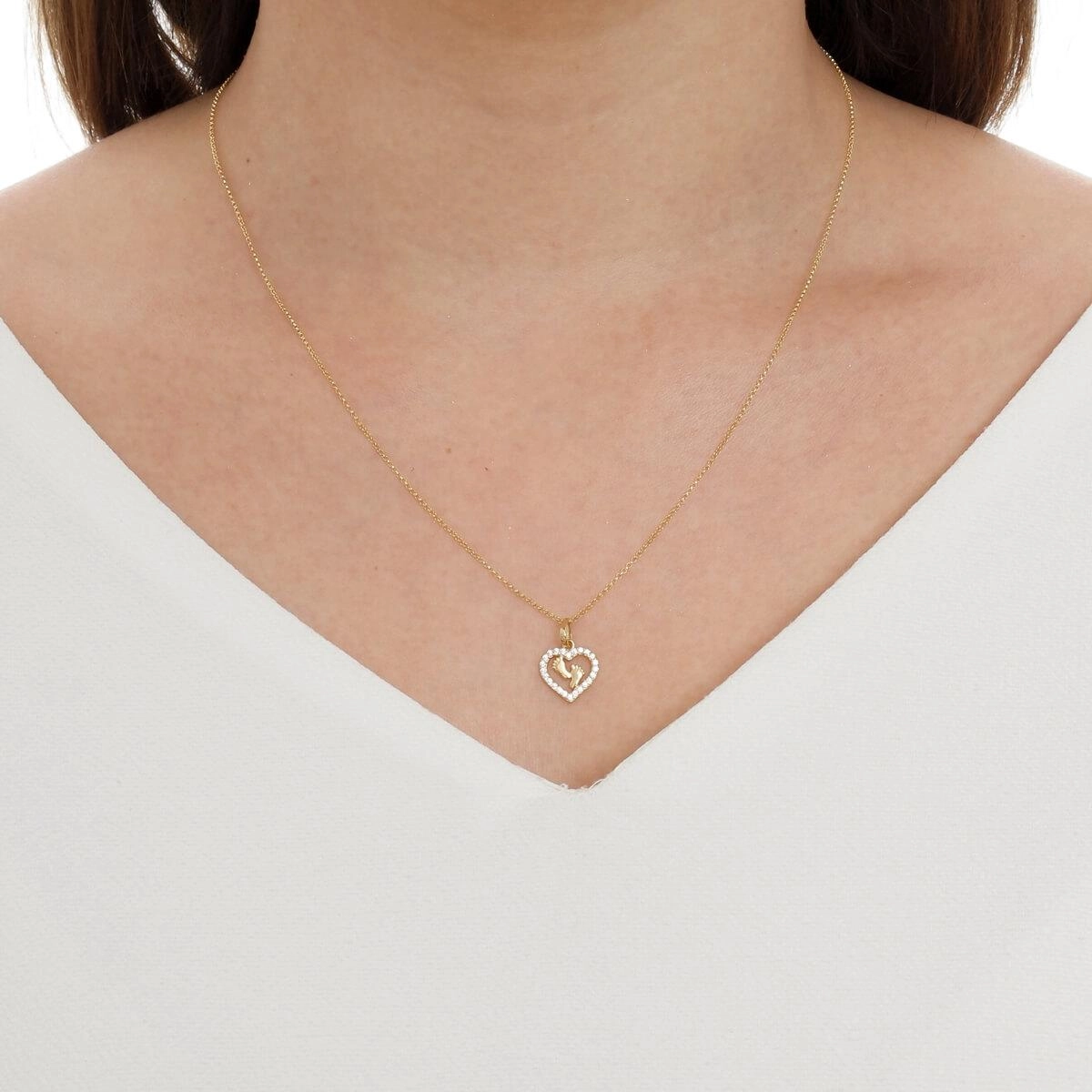 Pingente Ouro 18k Coração Vazado C/ Pés 10mm
