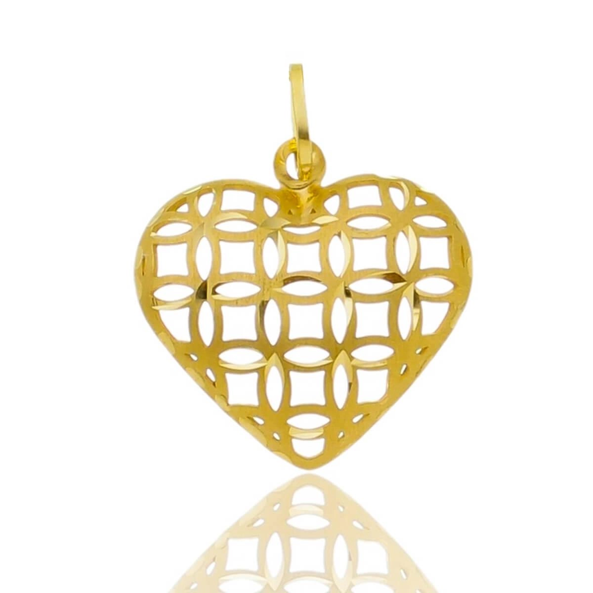 Pingente Ouro 18k Coração Vazado Trabalhado 1.90cm