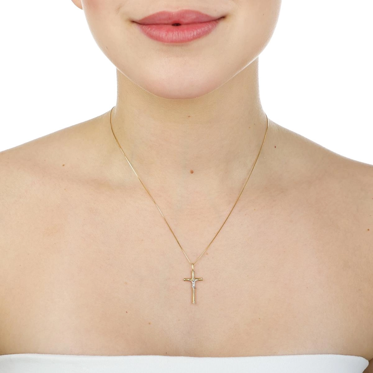 Pingente Ouro 18k Cruz 2.65cm C/Ródio